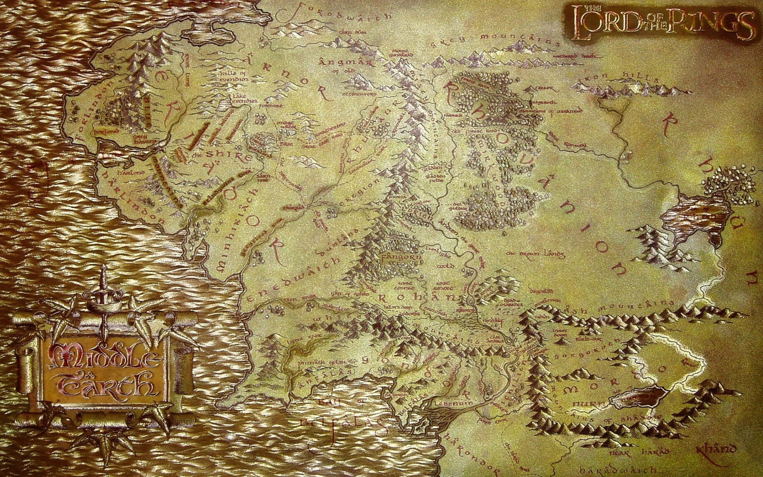 Lord of the Rings Map, Wallpaper, 2560x1600 HD Desktop