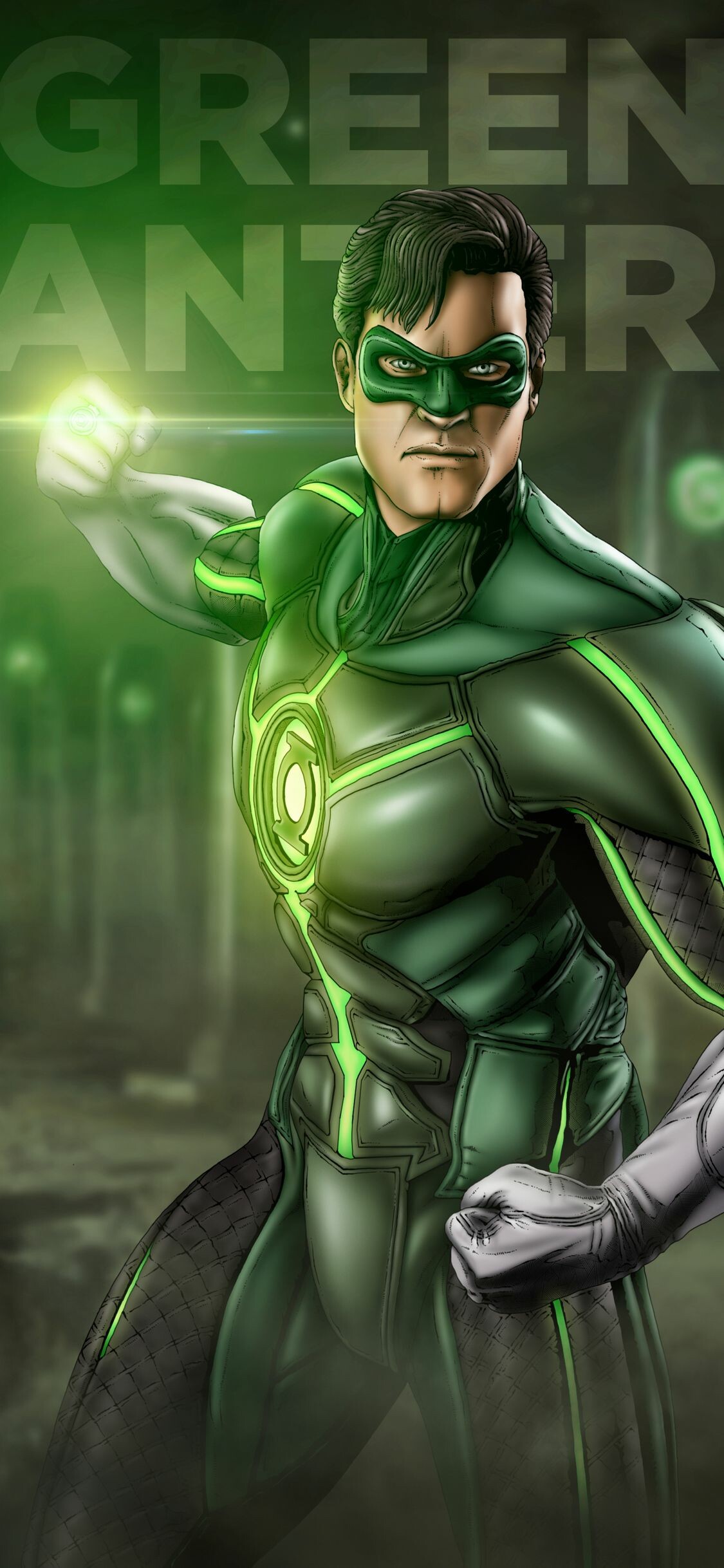 Green Lantern: American comic strip superhero created for DC Comics by artist Mart Nodell and writer Bill Finger. 1130x2440 HD Background.