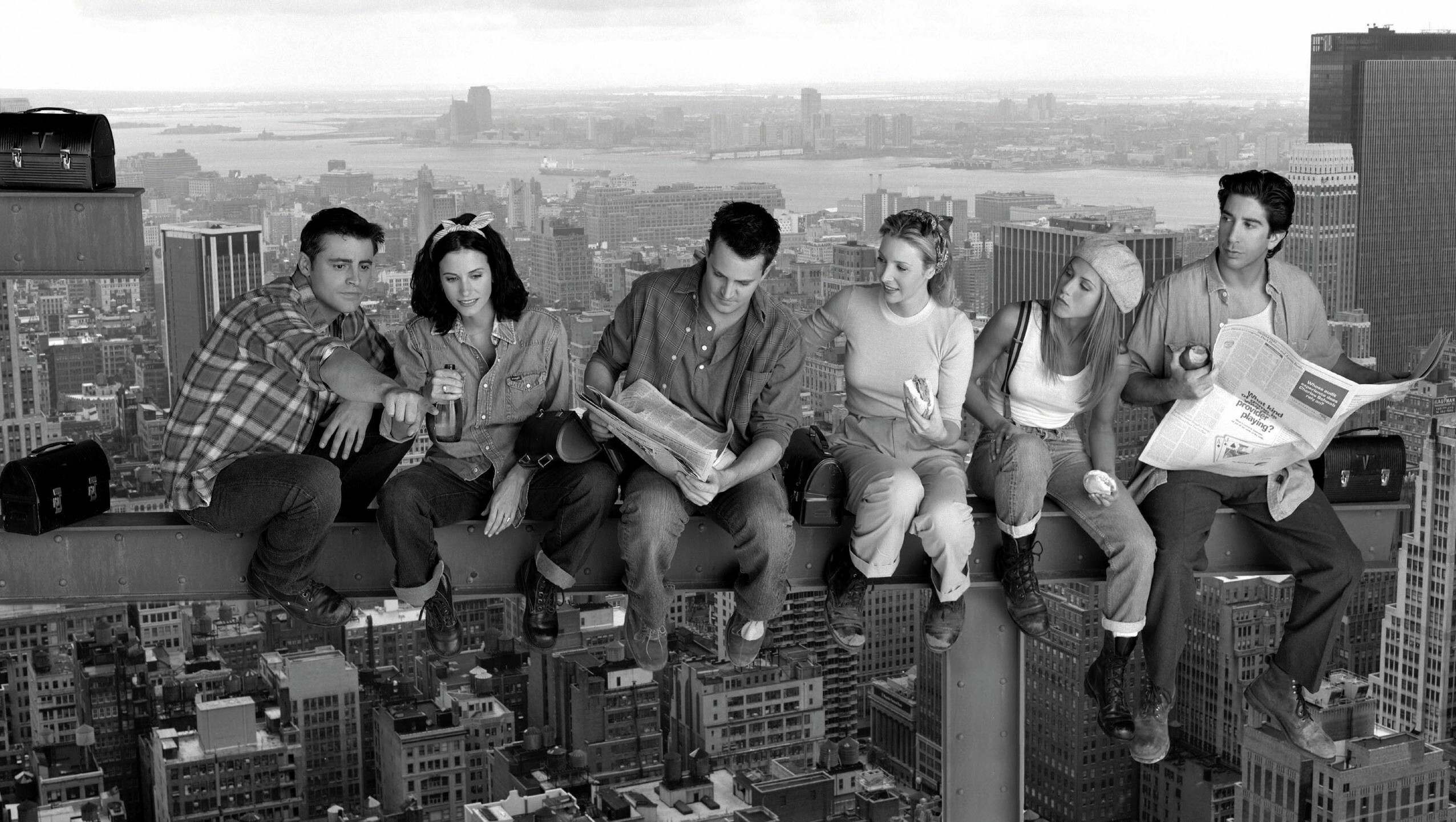 Friends (TV Series): 'Lunch Atop a Skyscraper' impression, RCA Building in Manhattan, NY, 1994, Sitcom. 2560x1450 HD Background.