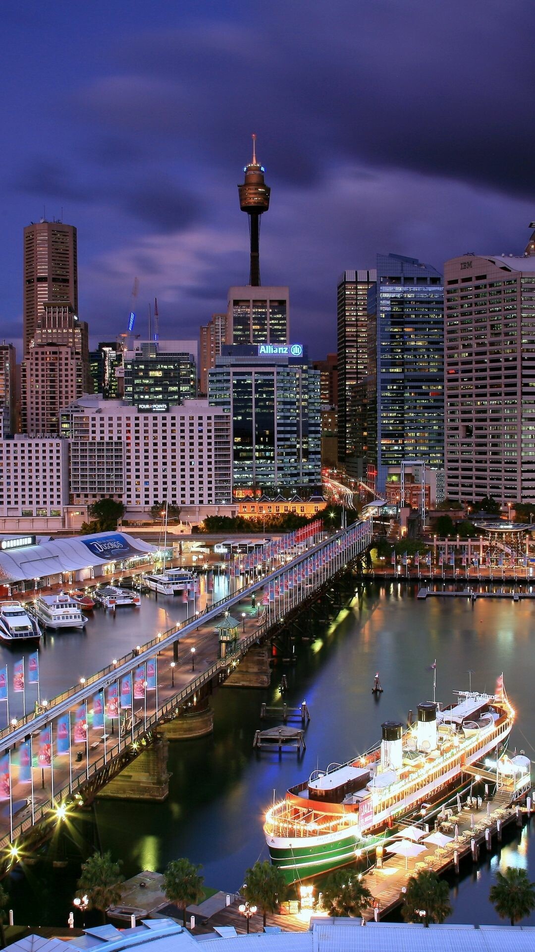 Australia: Sydney central business district, Darling harbor. 1080x1920 Full HD Background.