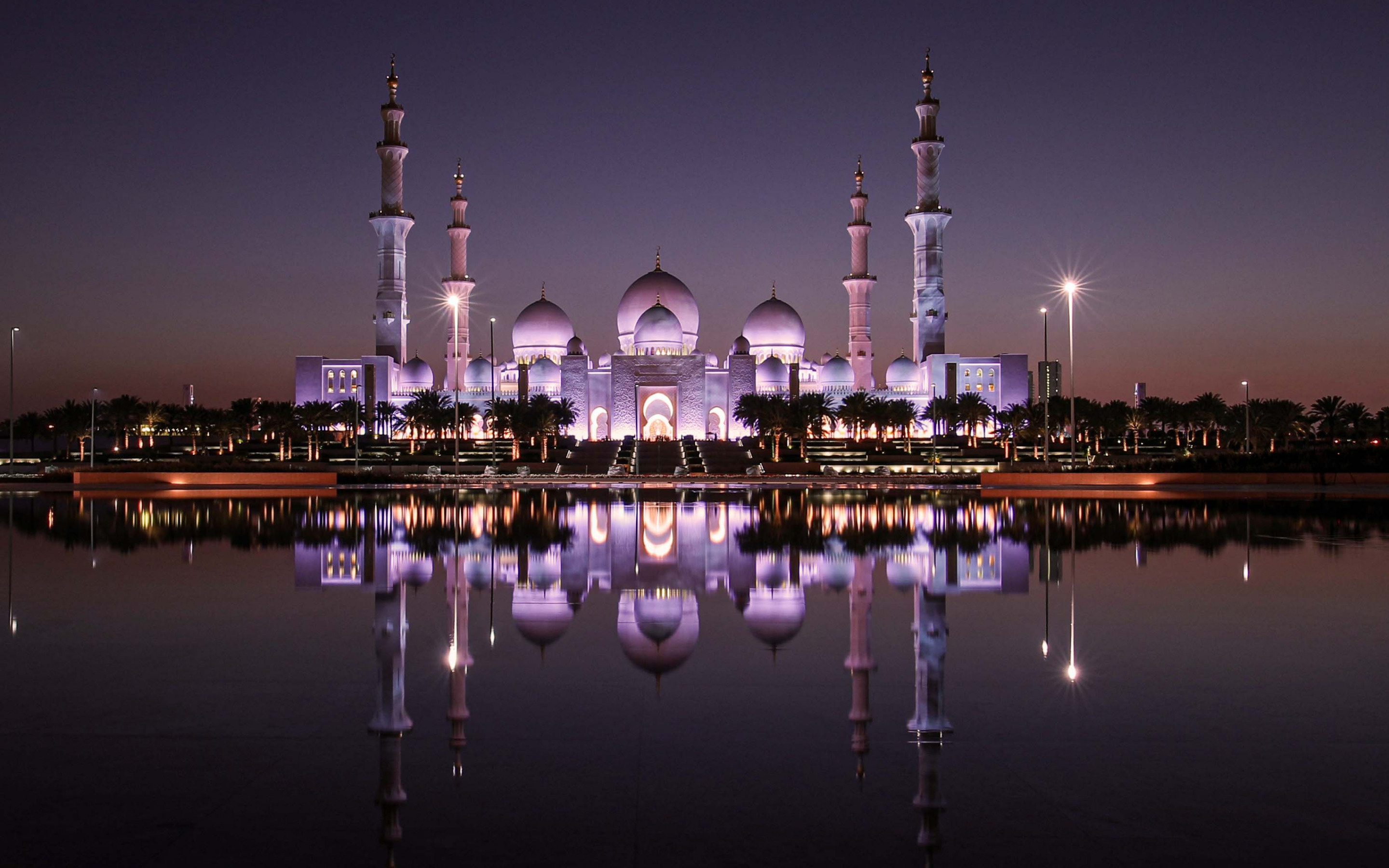 Abu Dhabi, Sheikh Zayed Grand Mosque, Night view, Landmark, 2880x1800 HD Desktop