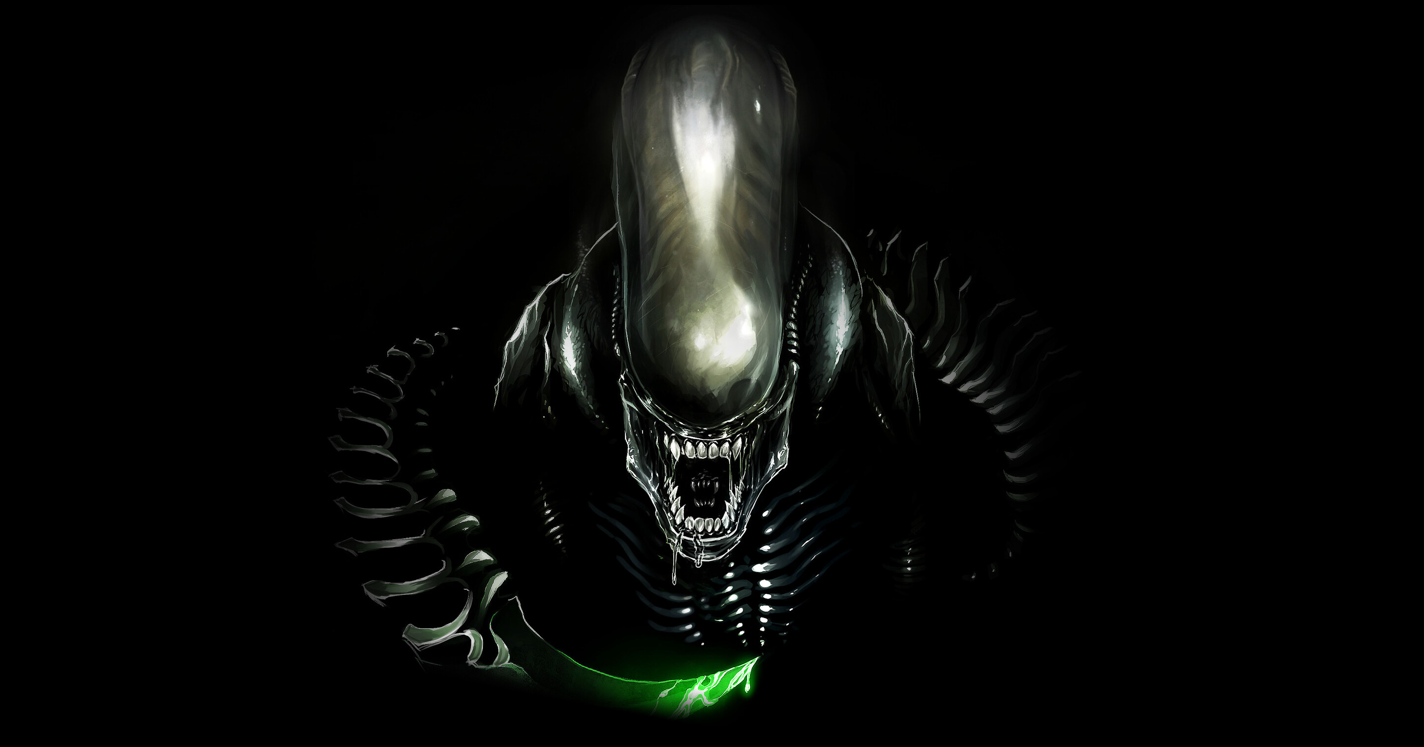 Alien (Movie): Extraterrestrial species that serves as the titular antagonist of the film series. 2900x1520 HD Wallpaper.