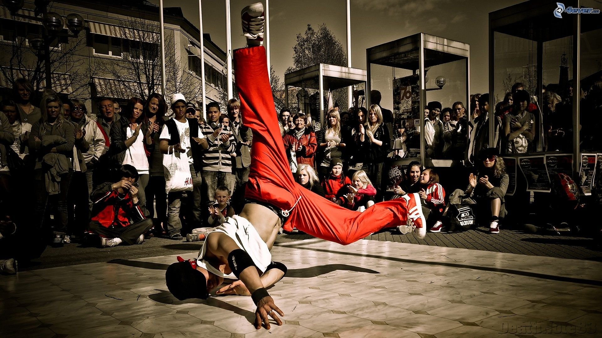 Street Dance: Breakdance, Hip hop, A vernacular dance in an urban context. 1920x1080 Full HD Background.