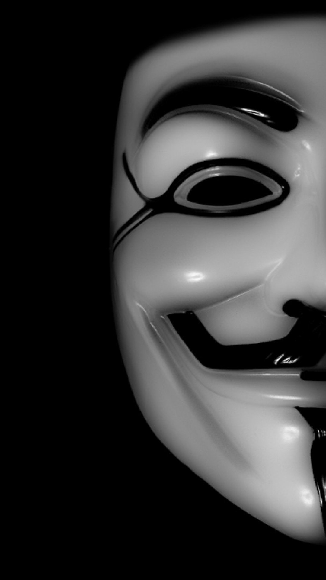 Guy Fawkes Mask: Anonymus, A stylized depiction of the best-known member of the Gunpowder Plot. 1080x1920 Full HD Wallpaper.