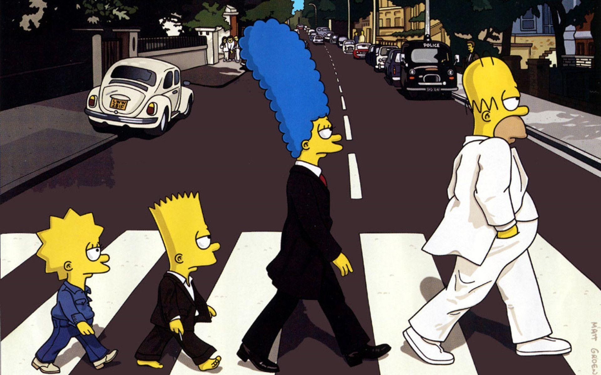Abbey Road, The Simpsons Abbey Road wallpapers, Animated homage, Iconic crossing, 1920x1200 HD Desktop