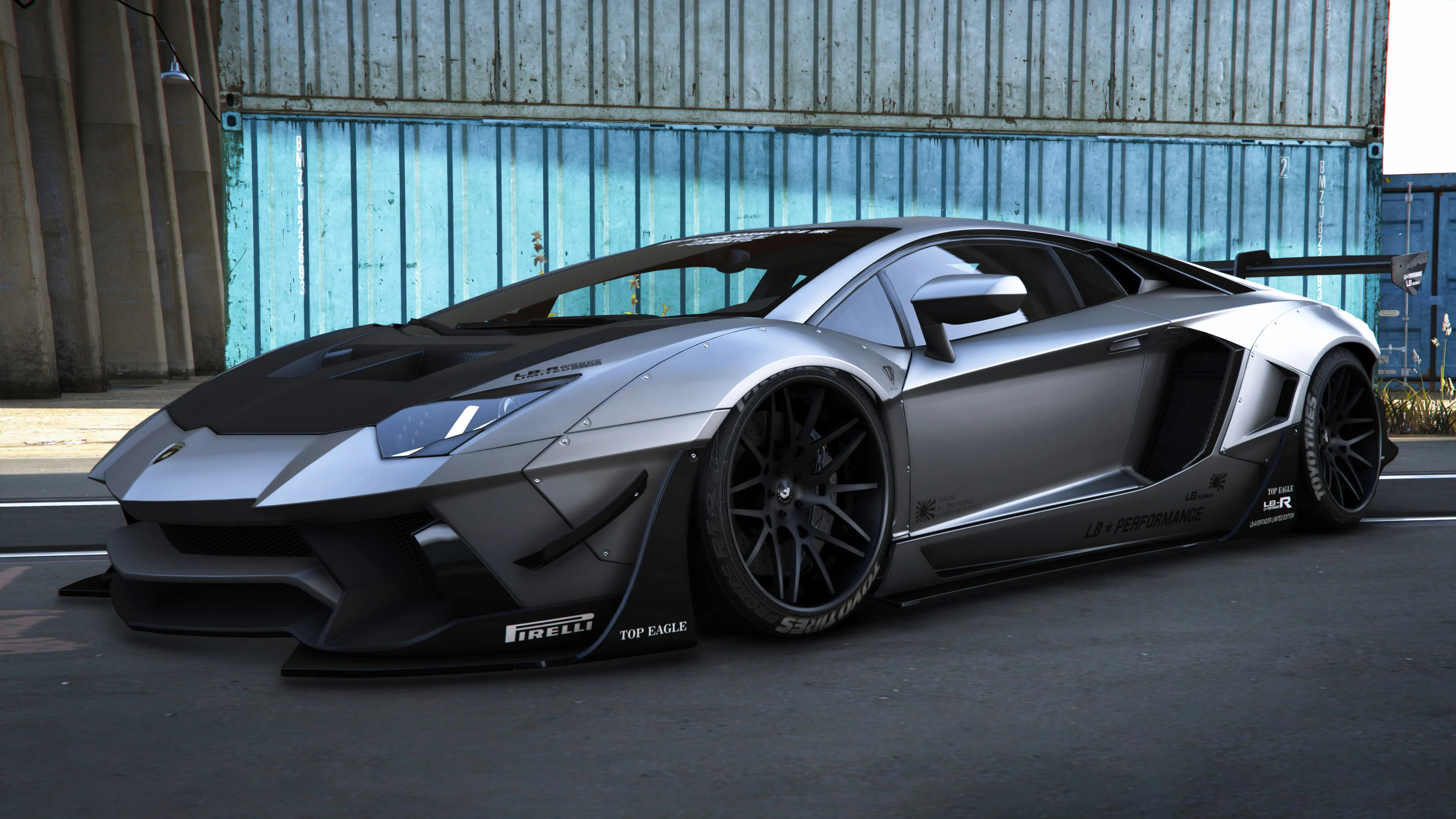 Lamborghini Aventador, LibertyWalk tuning, Add-on perfection, Template for customization, 3840x2160 4K Desktop