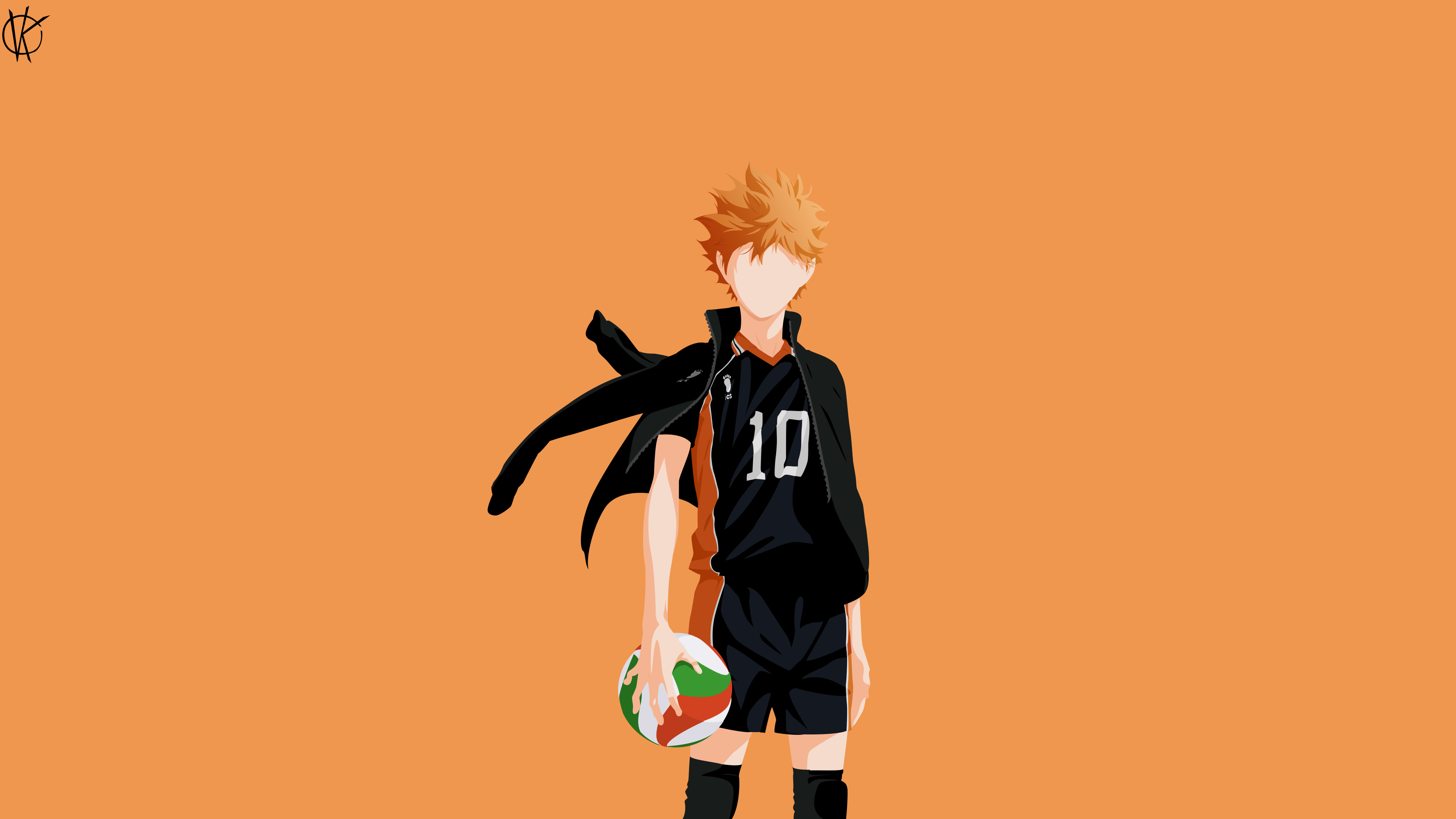 Haikyuu!!: Minimalistic, Shoyo Hinata, A boy determined to become a great volleyball player. 3840x2160 4K Background.