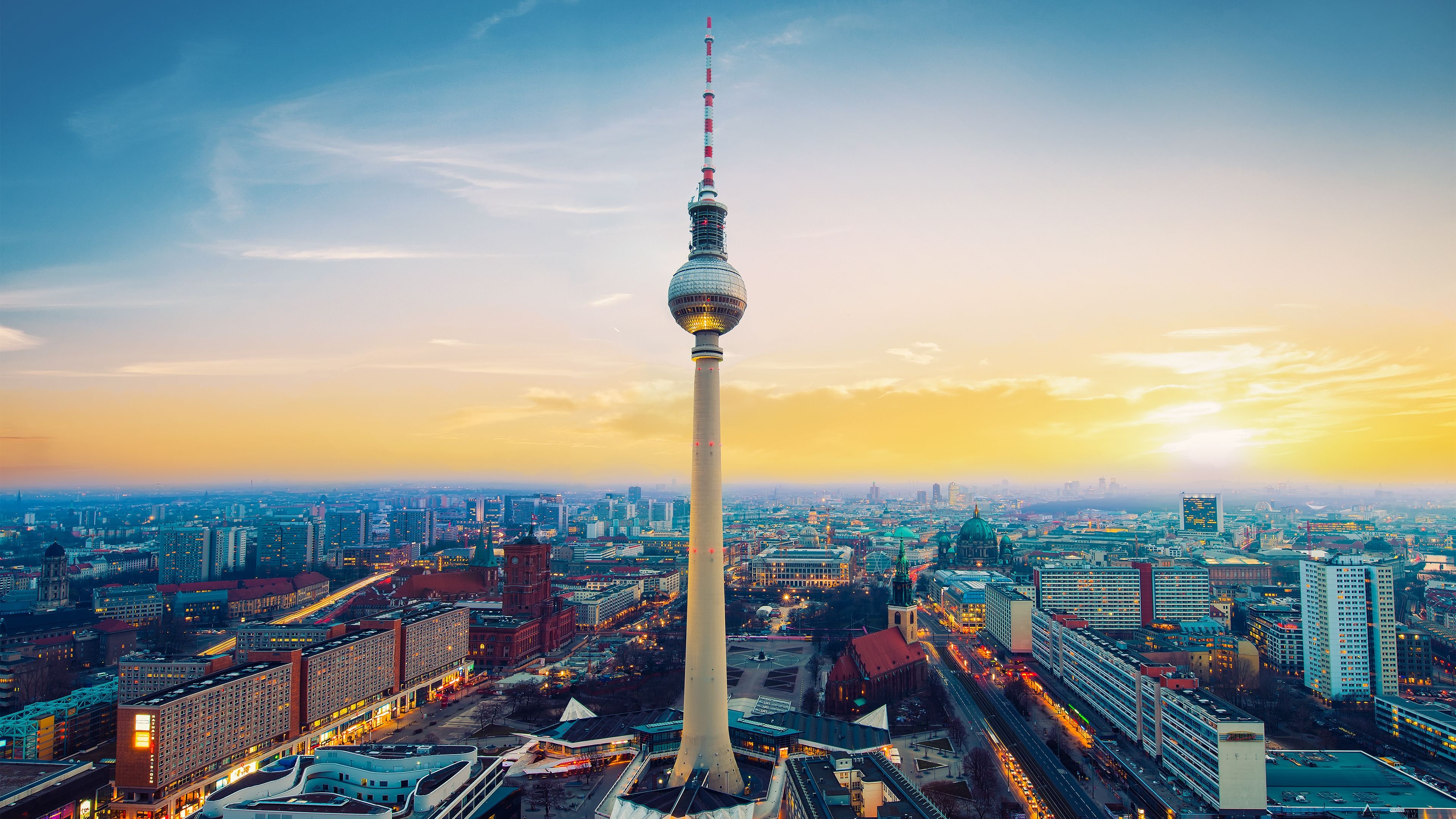Berlin Skyline, Top city wallpapers, Urban landscapes, Cultural diversity, 3840x2160 4K Desktop
