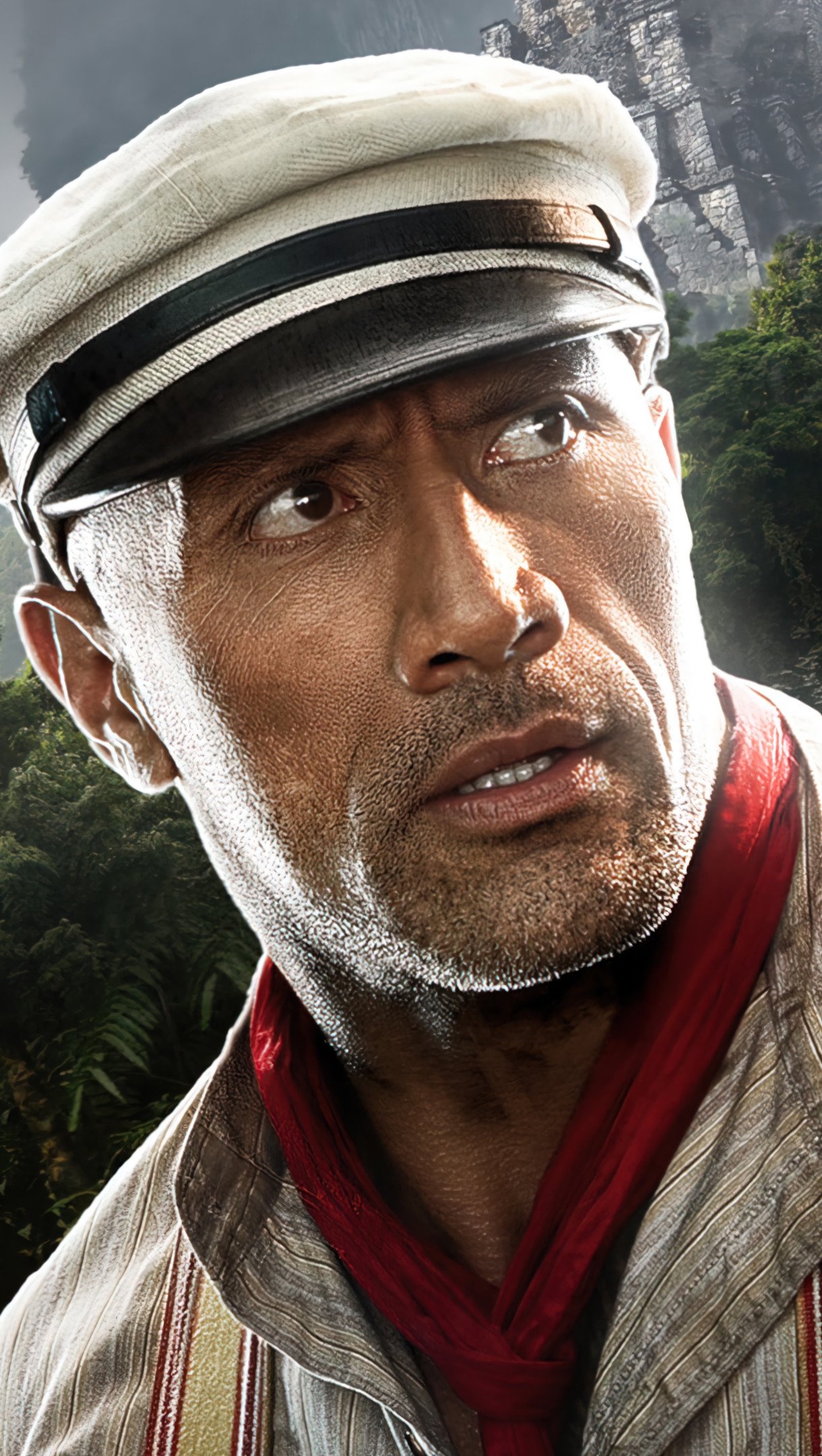 Dwayne Johnson in Jungle Cruise, 4k Ultra HD wallpaper, Action hero, Epic jungle expedition, 1220x2160 HD Handy