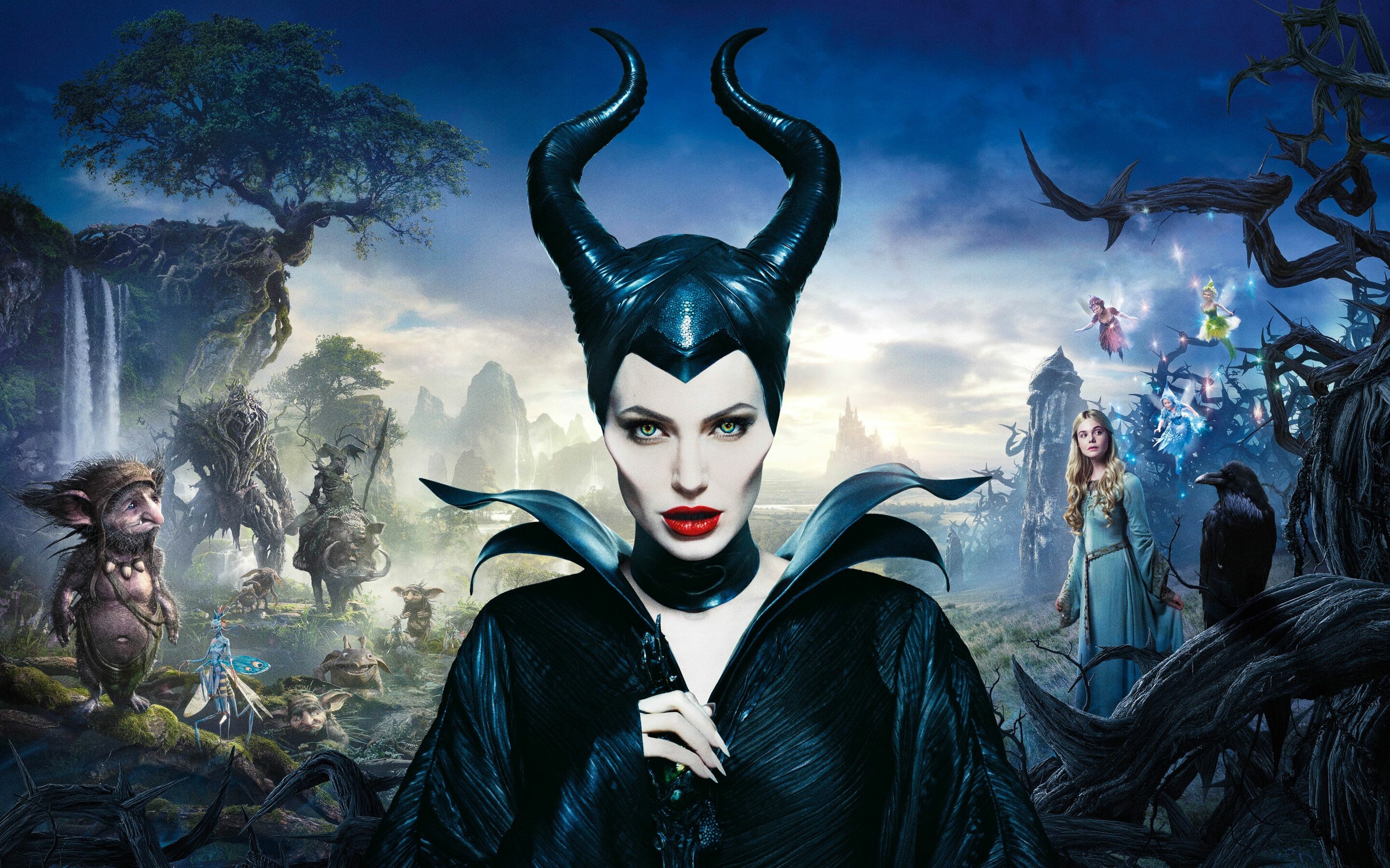 Angelina Jolie: Maleficent, Disney, A powerful fairy living in the Moors. 2880x1800 HD Wallpaper.