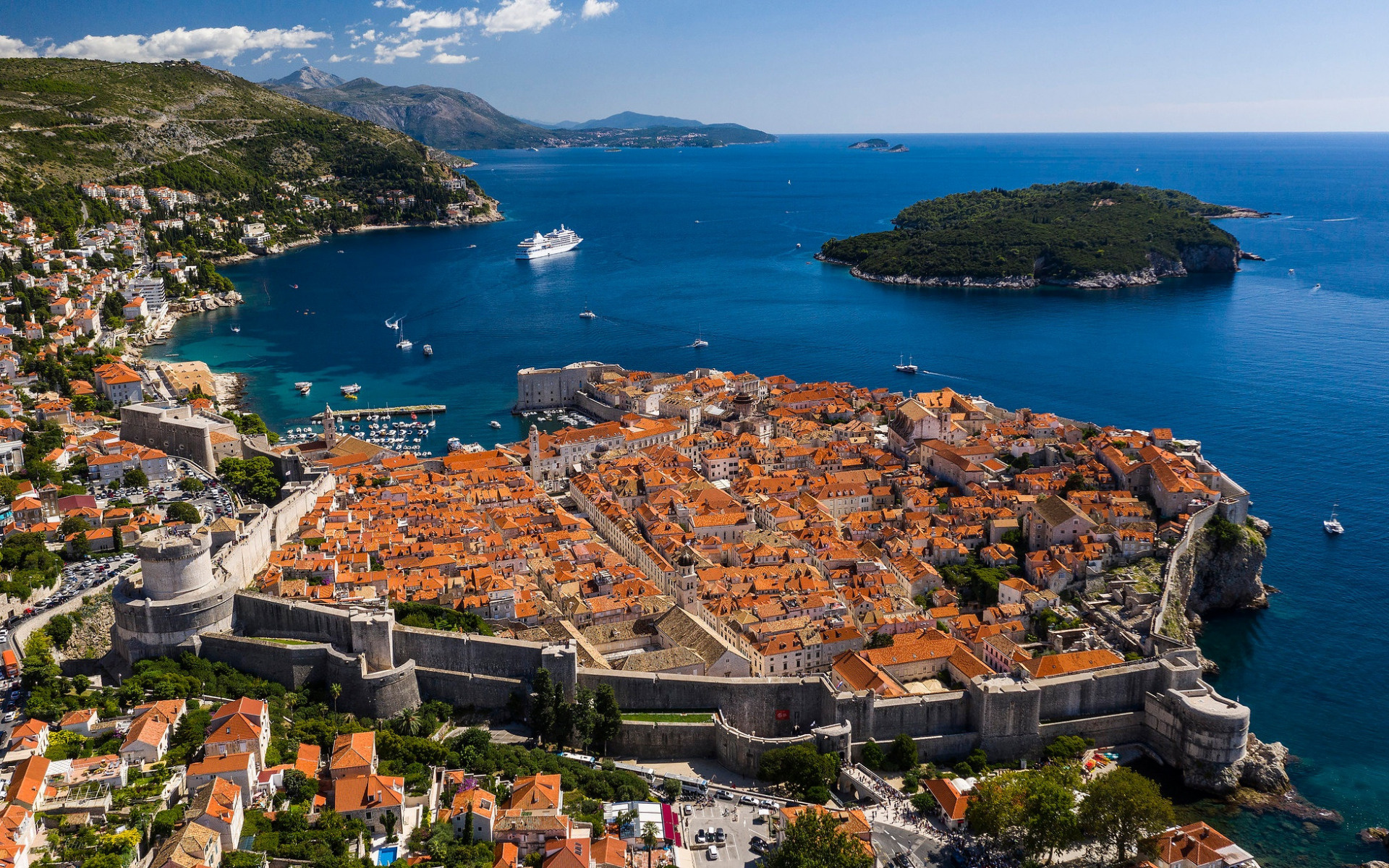 Dubrovnik Adriatic Sea, Coast summer cruise liner, Resort Dubrovnik, Croatia, 1920x1200 HD Desktop