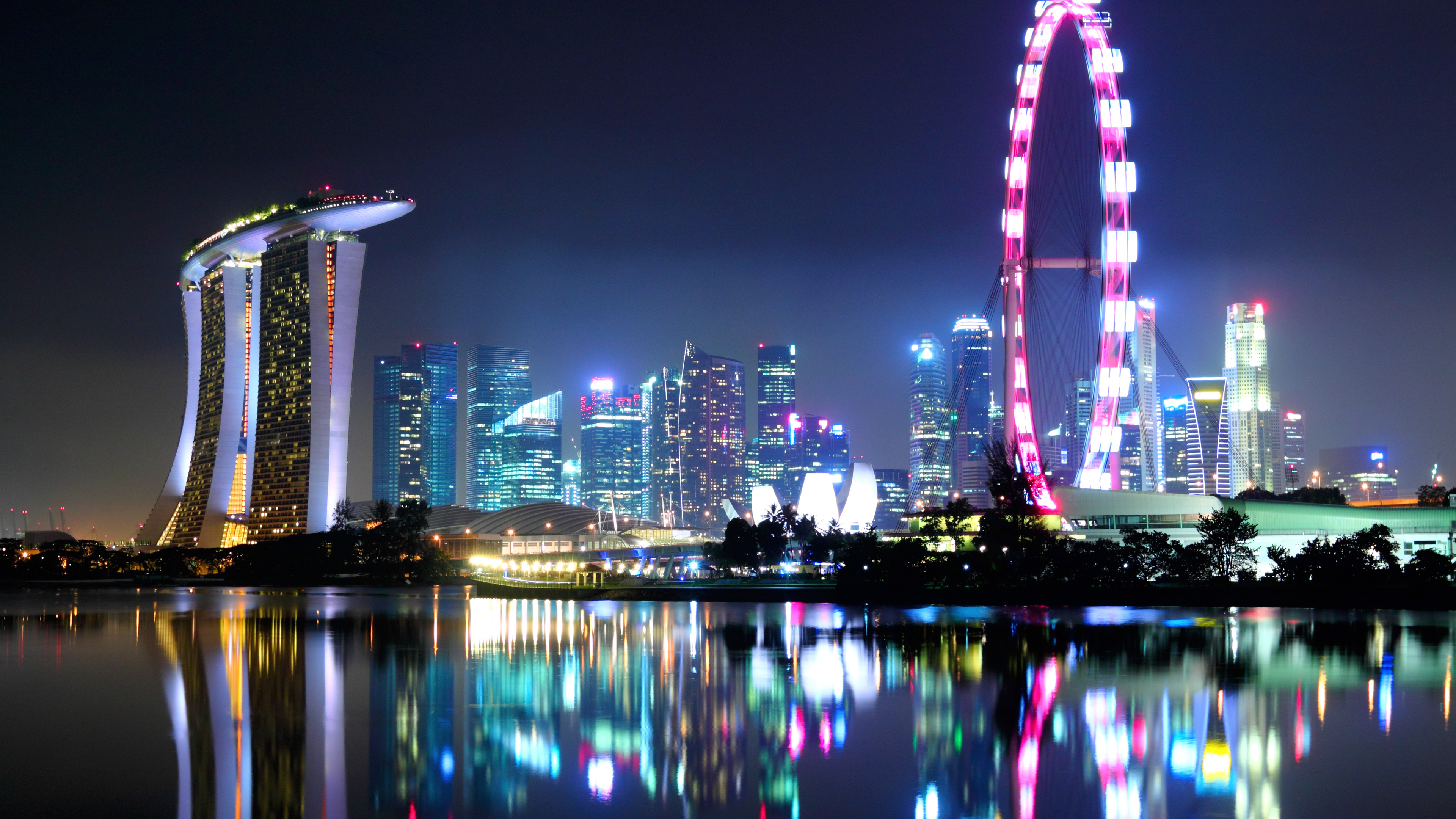 Singapore Skyline, Mesmerizing nightscape, Urban beauty, City lights, 3840x2160 4K Desktop