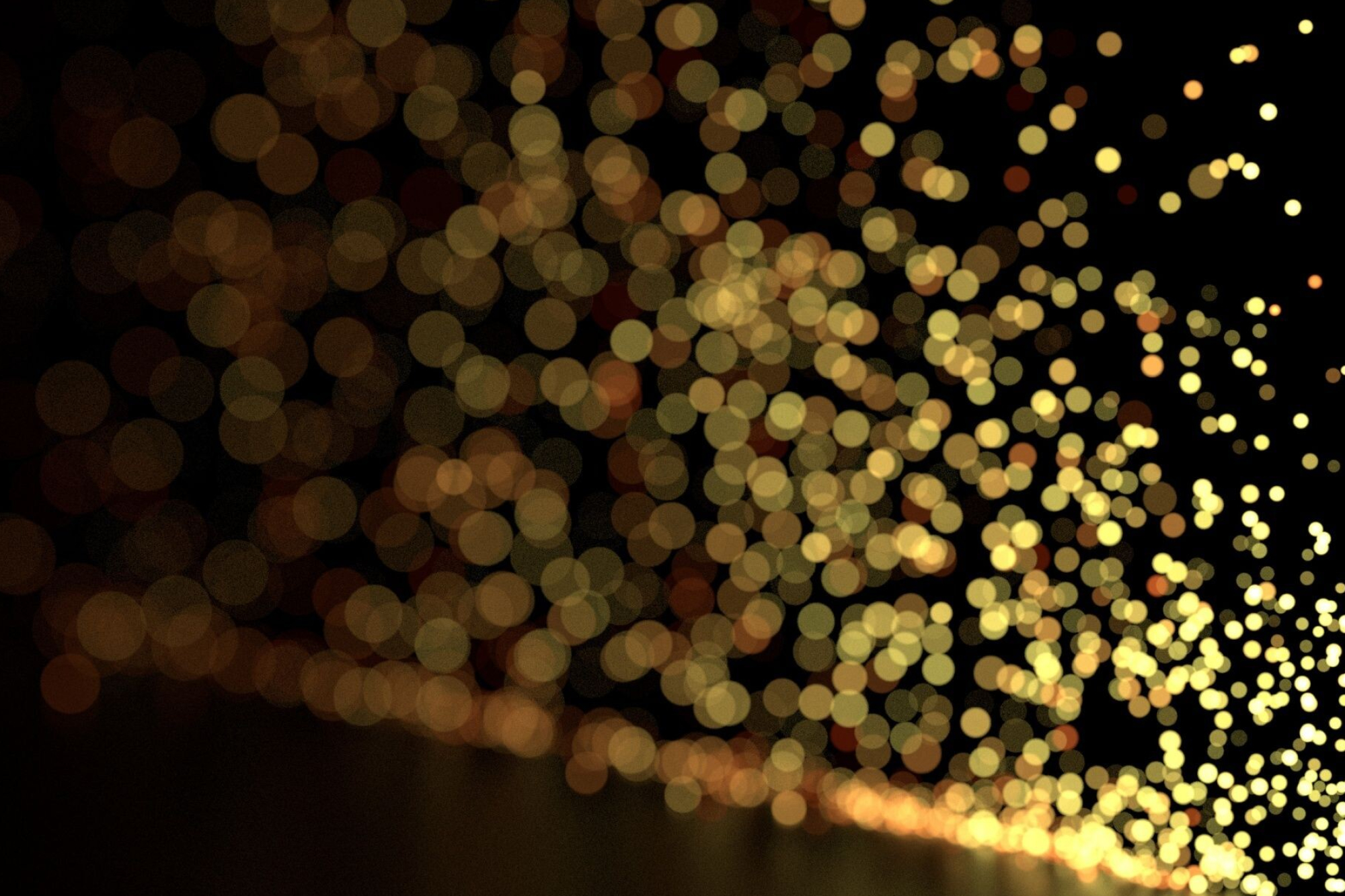 Gold Dots: Sparkling golden bubbles, Out-of-focus blurred lights, Abstract gold light, Scattered illumination. 2000x1340 HD Wallpaper.