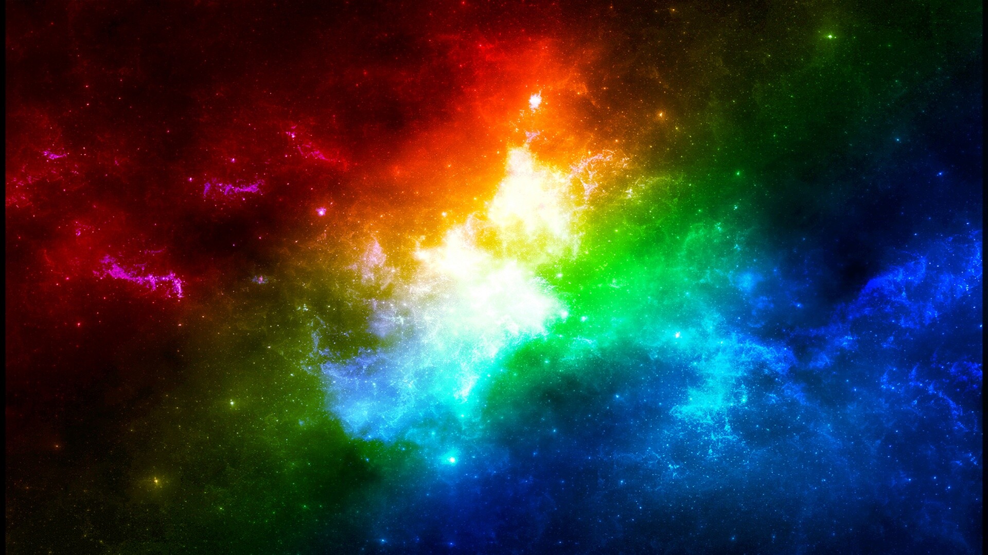 Rainbow Colors: Galaxy, Nebula, Abstract art, Multitone gradient. 1920x1080 Full HD Wallpaper.