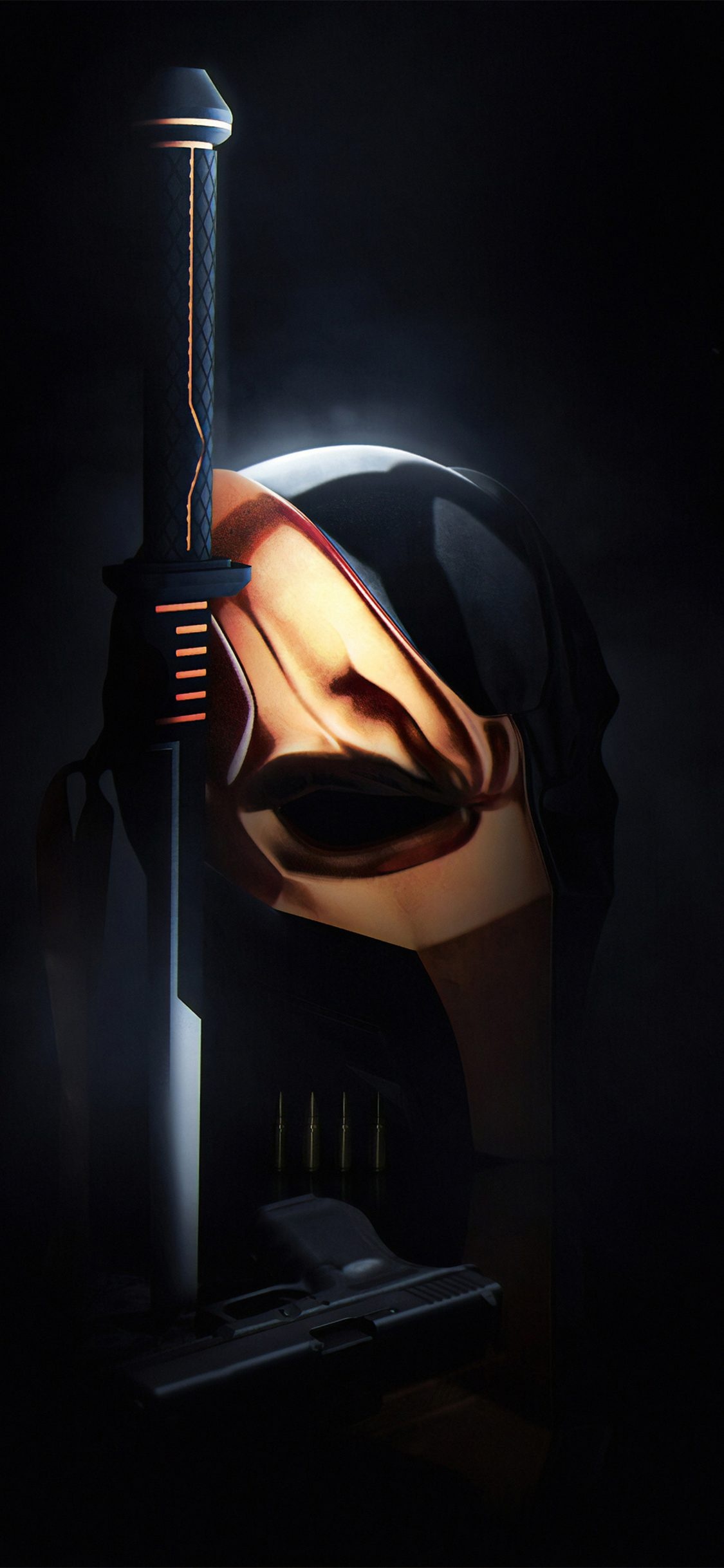 Deathstroke, Intense character, Dark and mysterious, 1130x2440 HD Phone