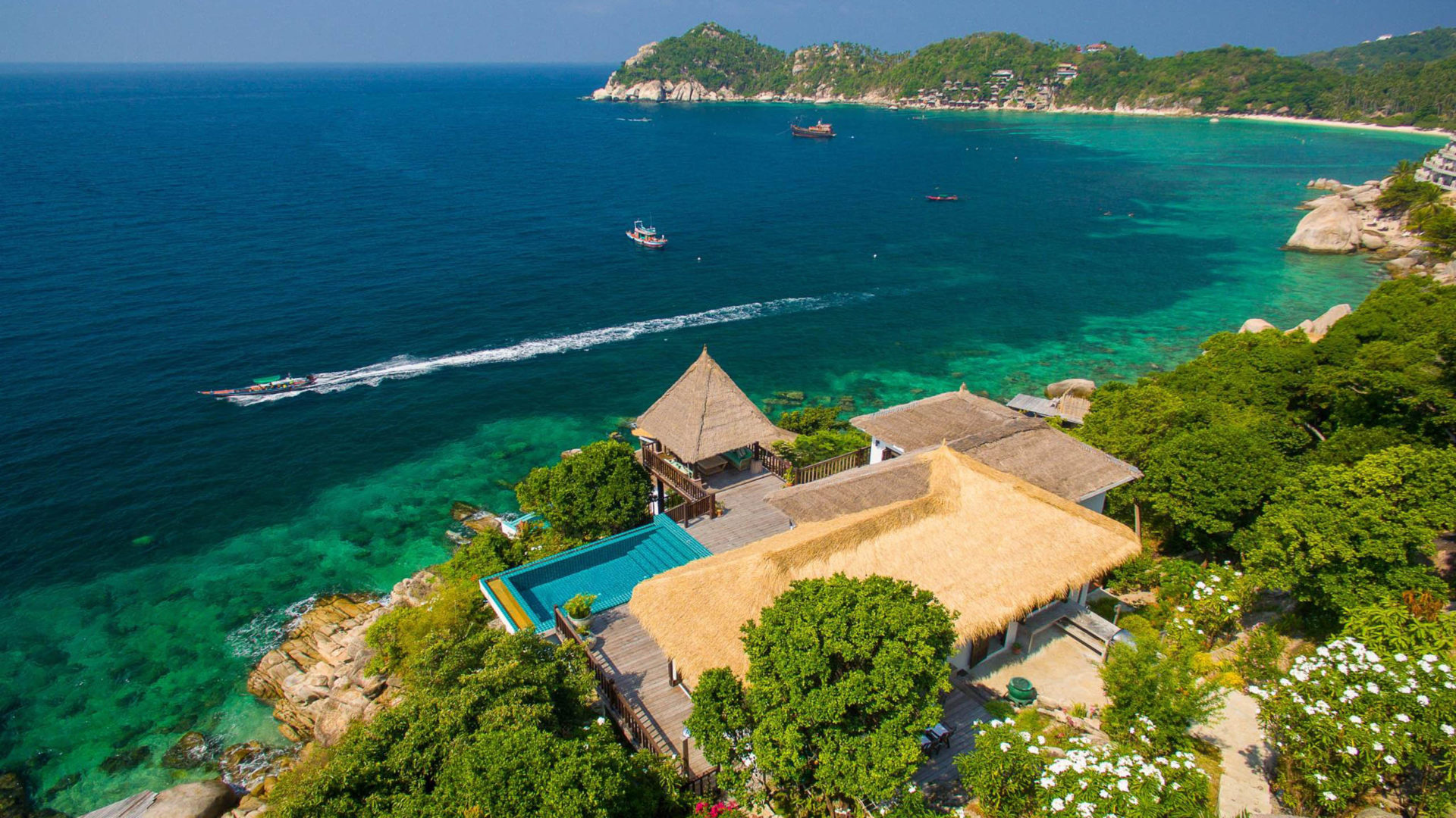 Koh Tao cape, Shark Pool Villas, Aerial view, Thailand travels, 1920x1080 Full HD Desktop