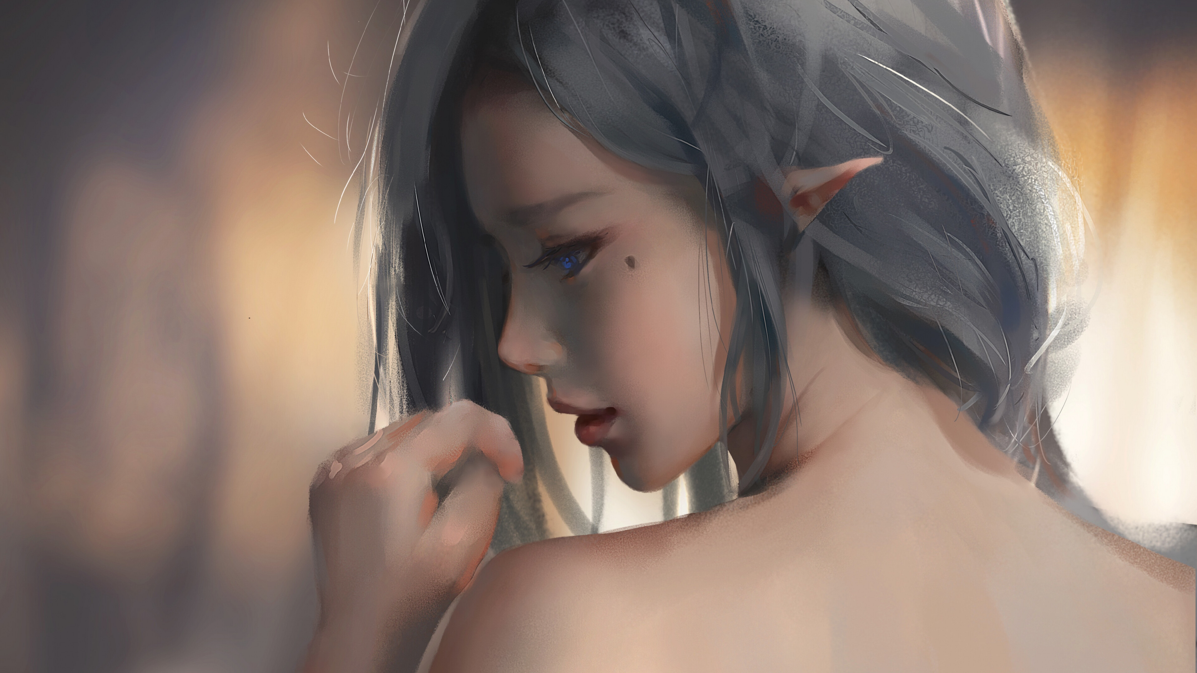 Elegant elf woman, Digital art masterpiece, Widescreen background, HD image, 3840x2160 4K Desktop