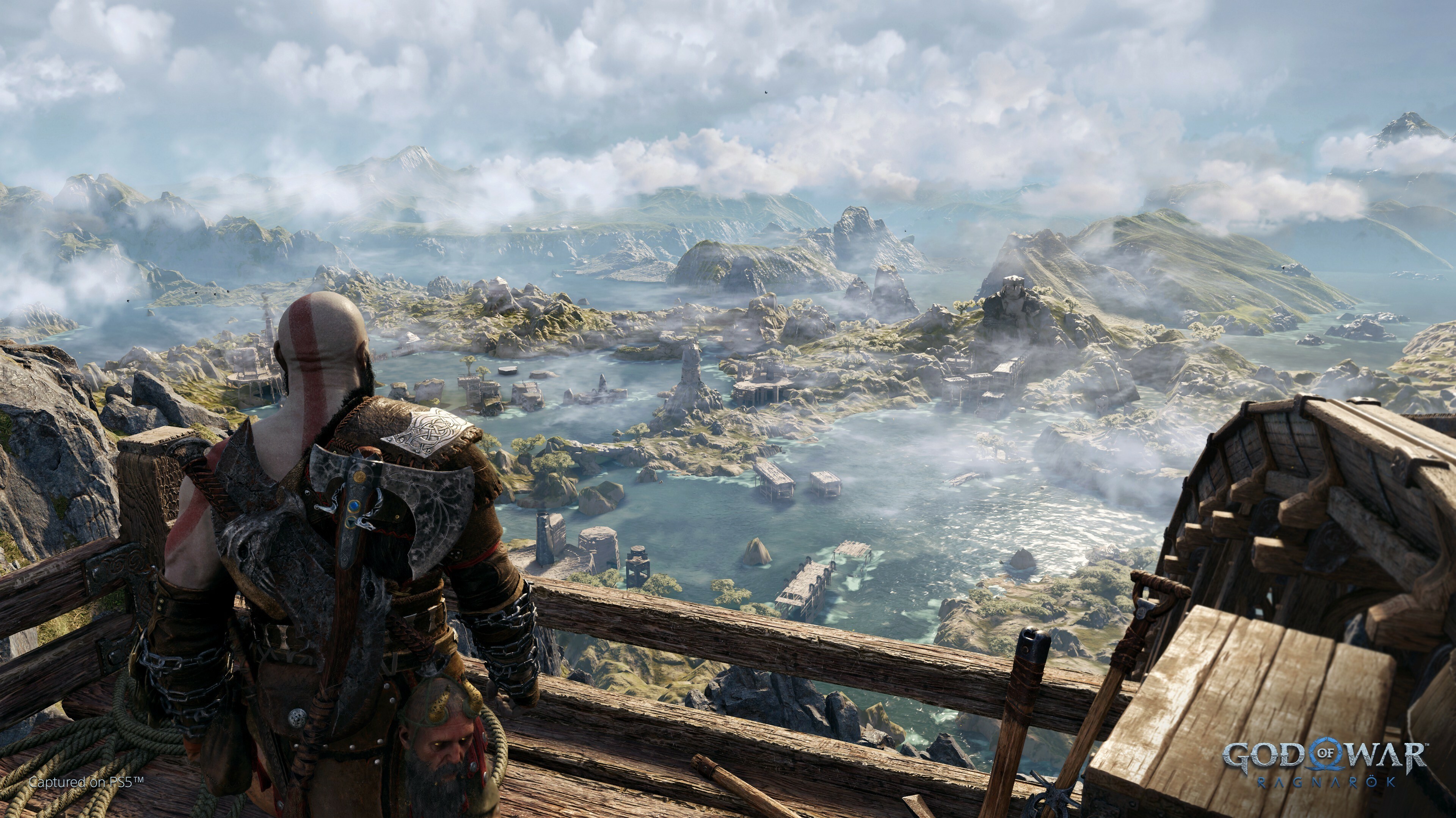 God of War: Ragnarok: The game is set in ancient Scandinavia, Kratos. 3840x2160 4K Background.