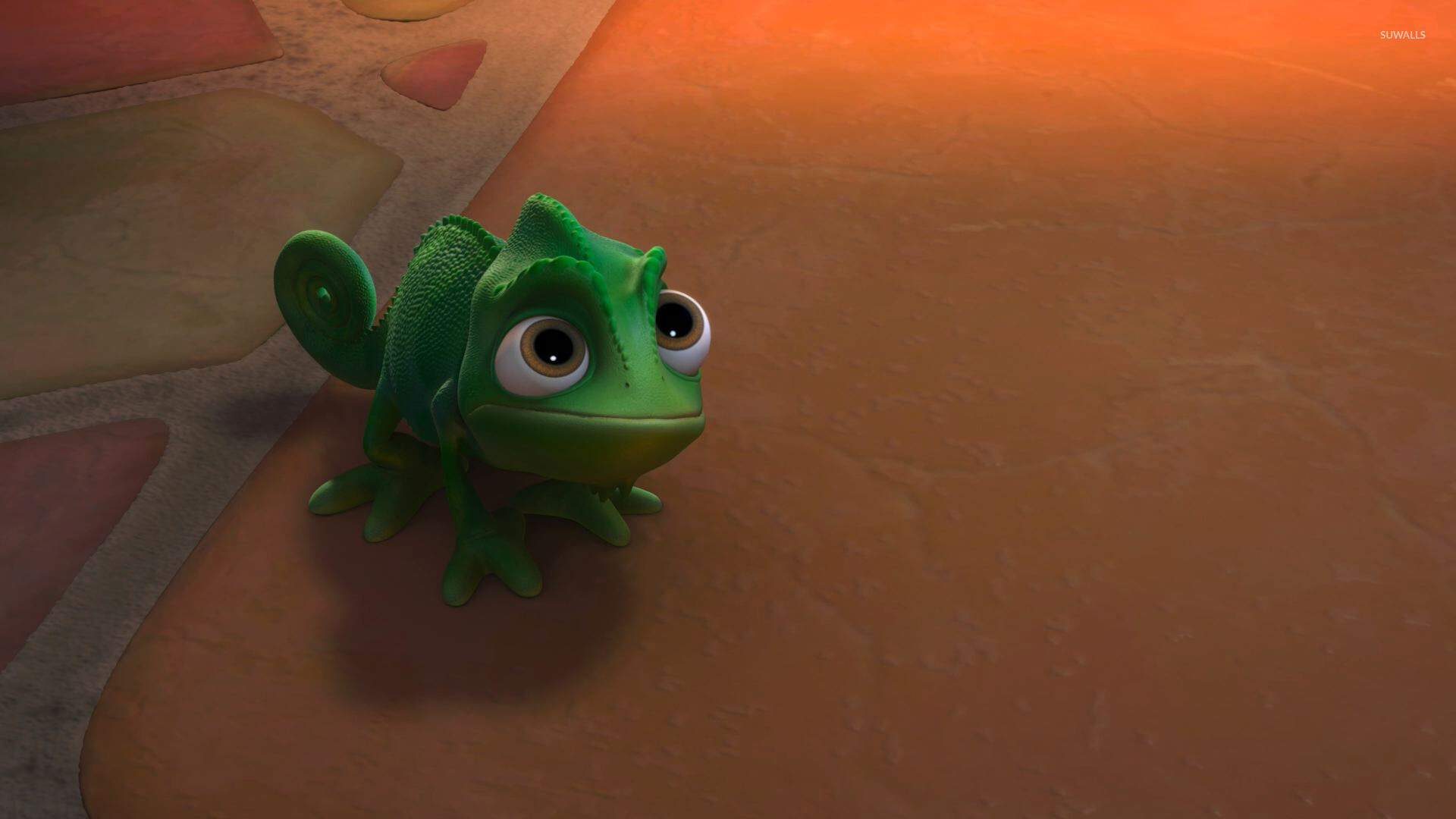 Tangled: Pascal, resides alongside Rapunzel in Mother Gothel's tower. 1920x1080 Full HD Background.