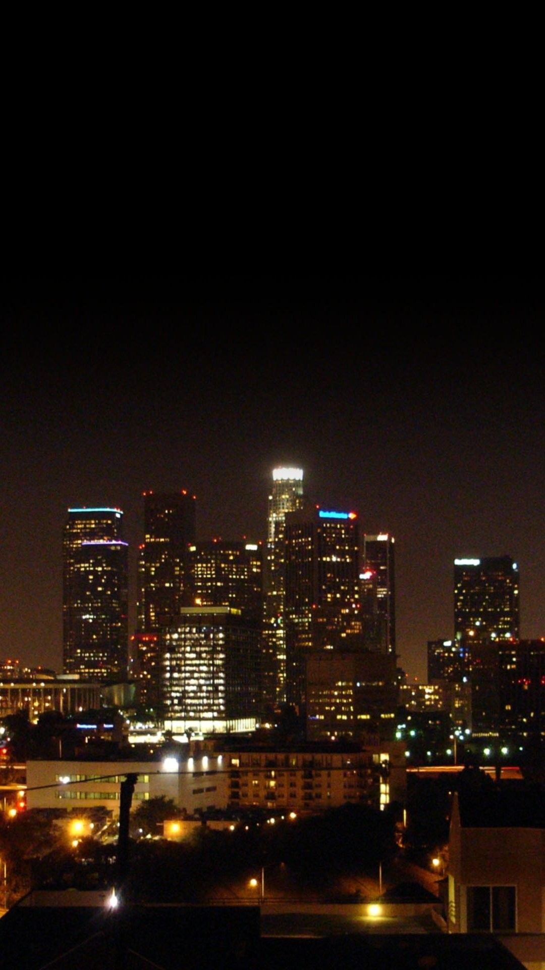 Los Angeles: Griffith Park, City of Angels, USA, Night city lights. 1080x1920 Full HD Background.
