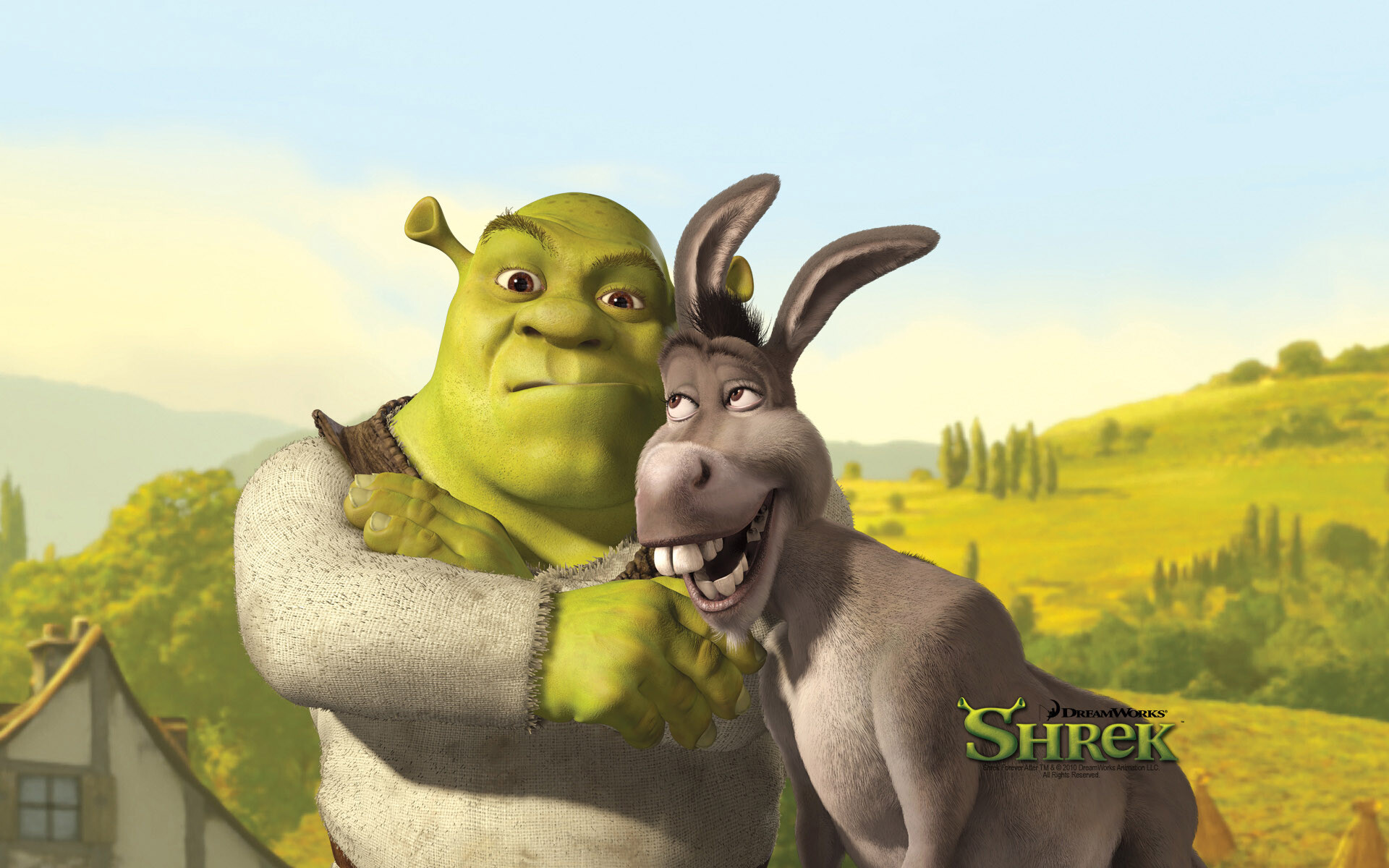 Shrek: A large, green-skinned, physically intimidating ogre with a Scottish accent. 1920x1200 HD Background.