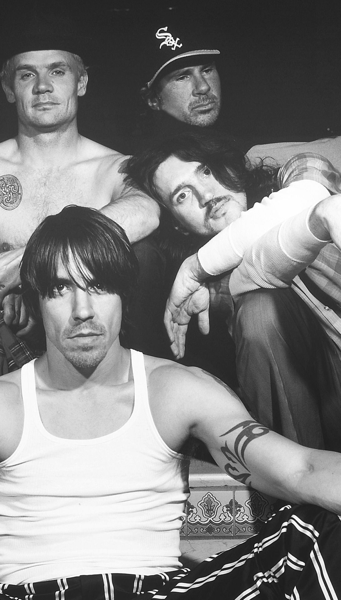 Red Hot Chili Peppers: One of the Chilis' biggest album: Stadium Arcadium, 2006, Monochrome. 1100x1920 HD Background.