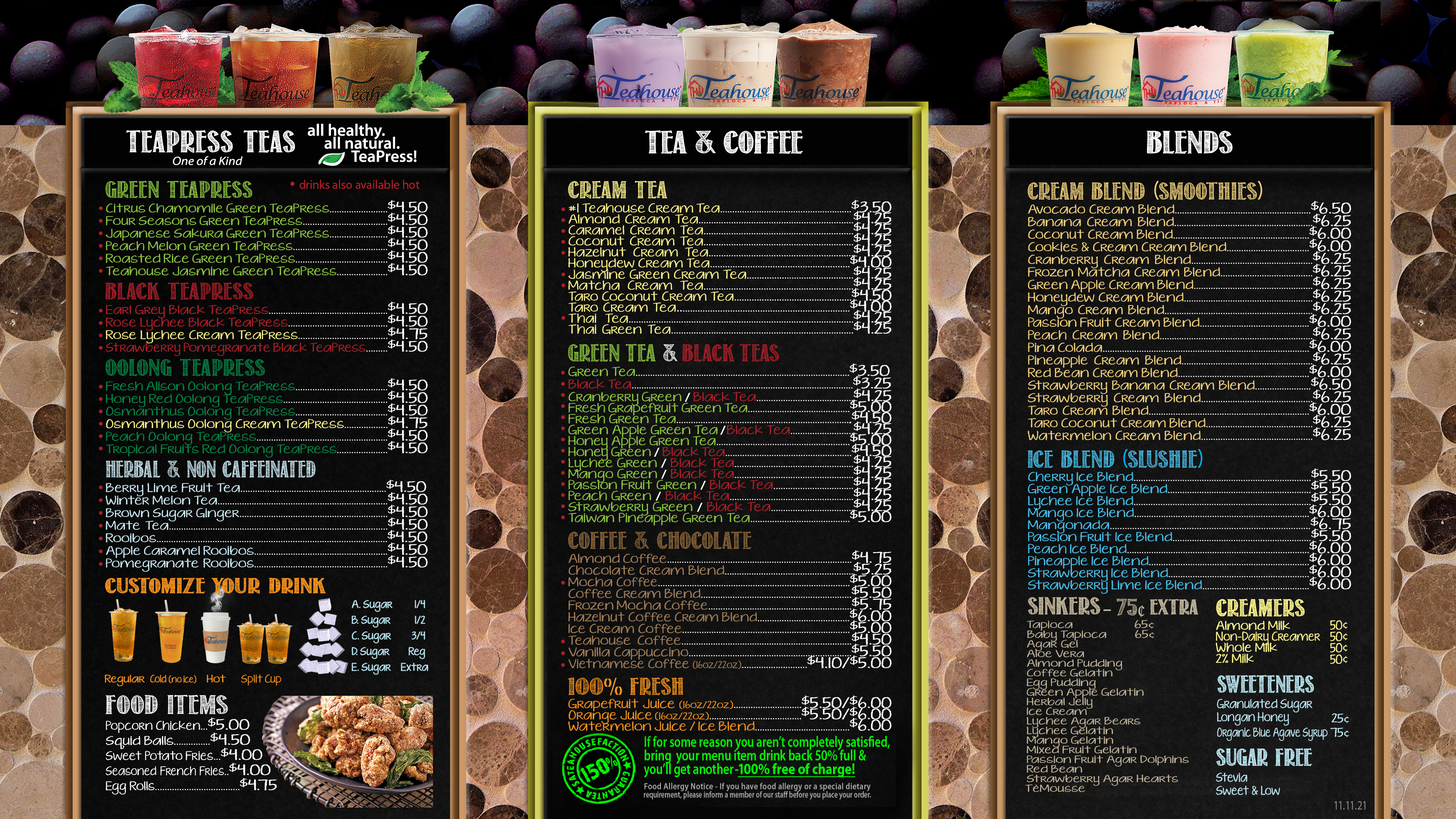 Tea menu, The Teahouse, Exquisite flavors, Refreshing beverages, 3840x2160 4K Desktop