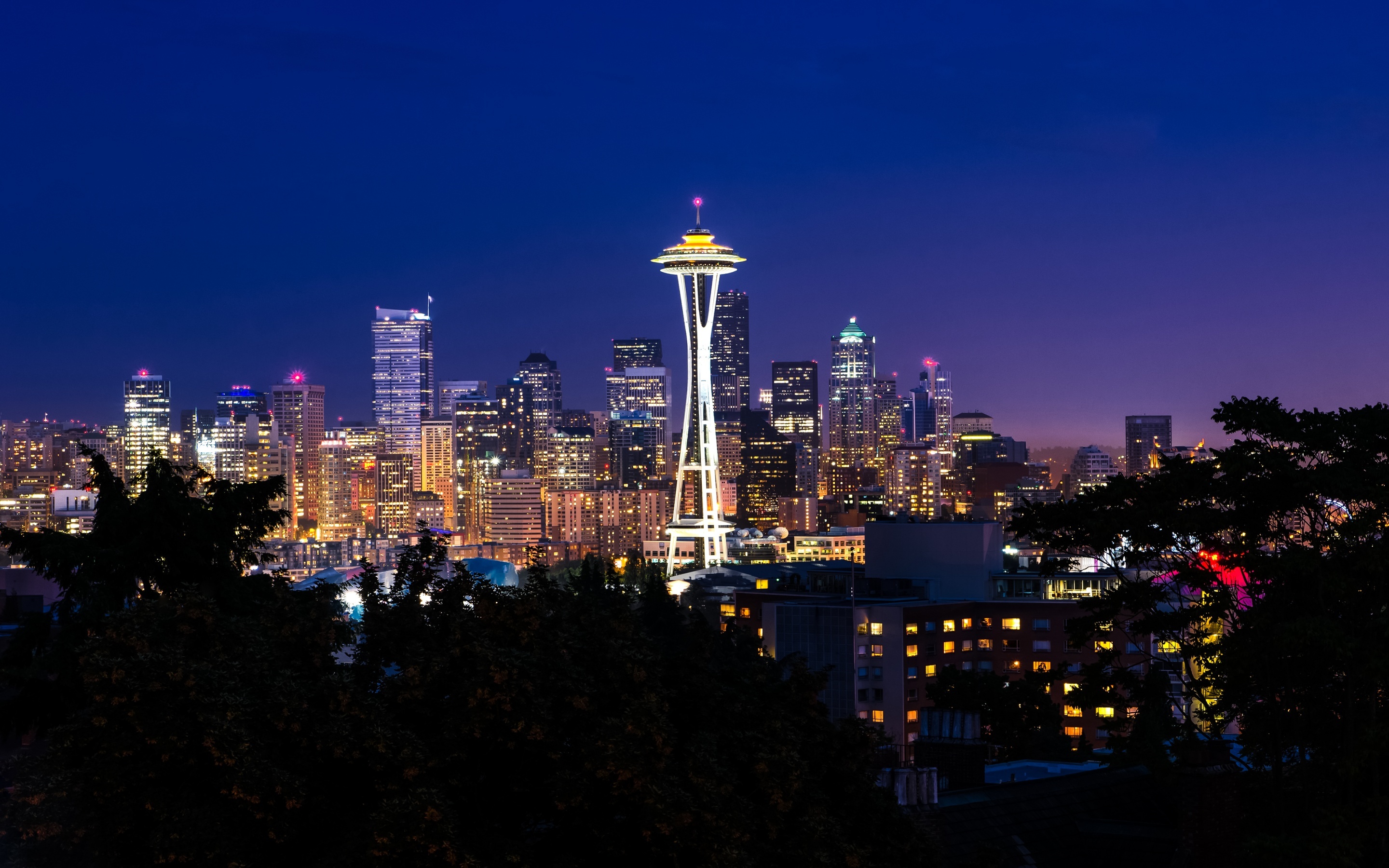 Seattle Skyline, Space Needle, Washington cityscape, World view, 2880x1800 HD Desktop