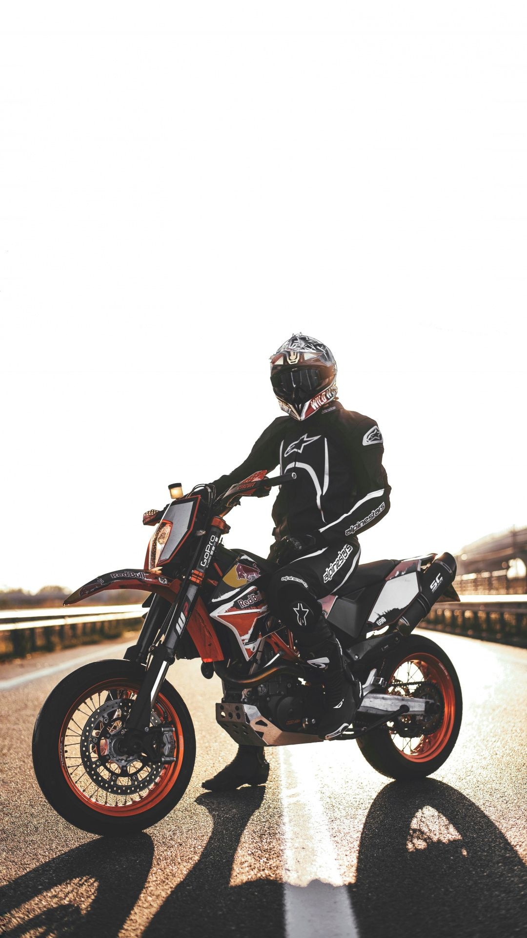 Supermoto motorcycle, Motorsport dynamics, Racing helmet, Extreme adrenaline, 1080x1920 Full HD Phone