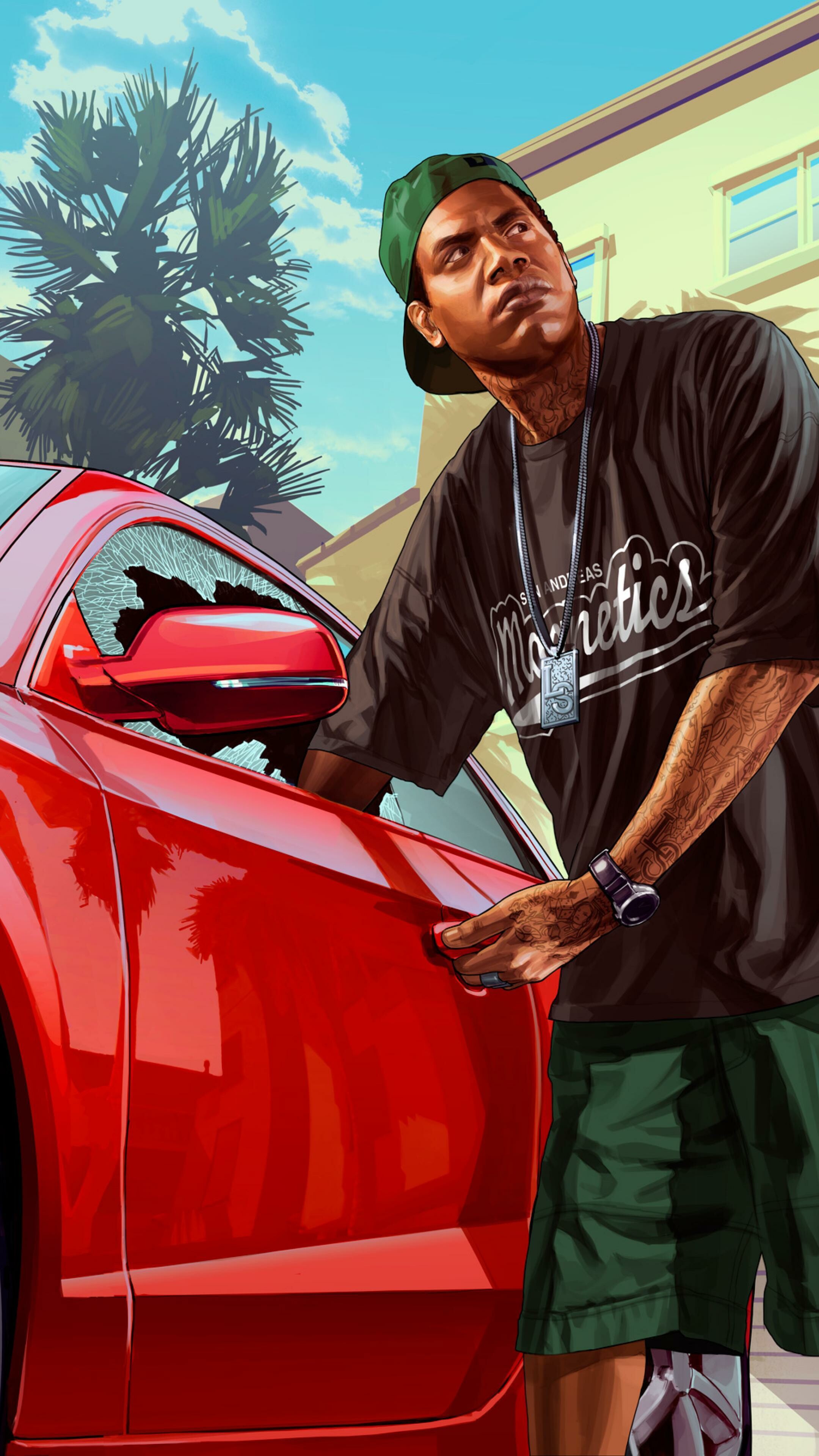 Grand Theft Auto 5: Lamar Davis, A character in the GTA series who appears as a central character and deuteragonist to Franklin Clinton. 2160x3840 4K Wallpaper.