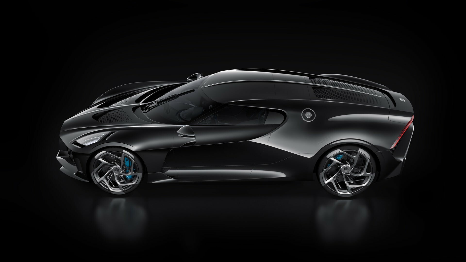 Bugatti La Voiture Noire: The car was added in the Asphalt 9: Legends as a high Class S car. 1920x1080 Full HD Background.