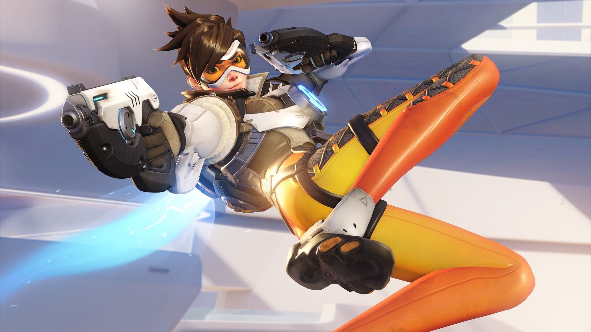 Overwatch: Tracer, A British pilot and adventurer. 1920x1080 Full HD Background.