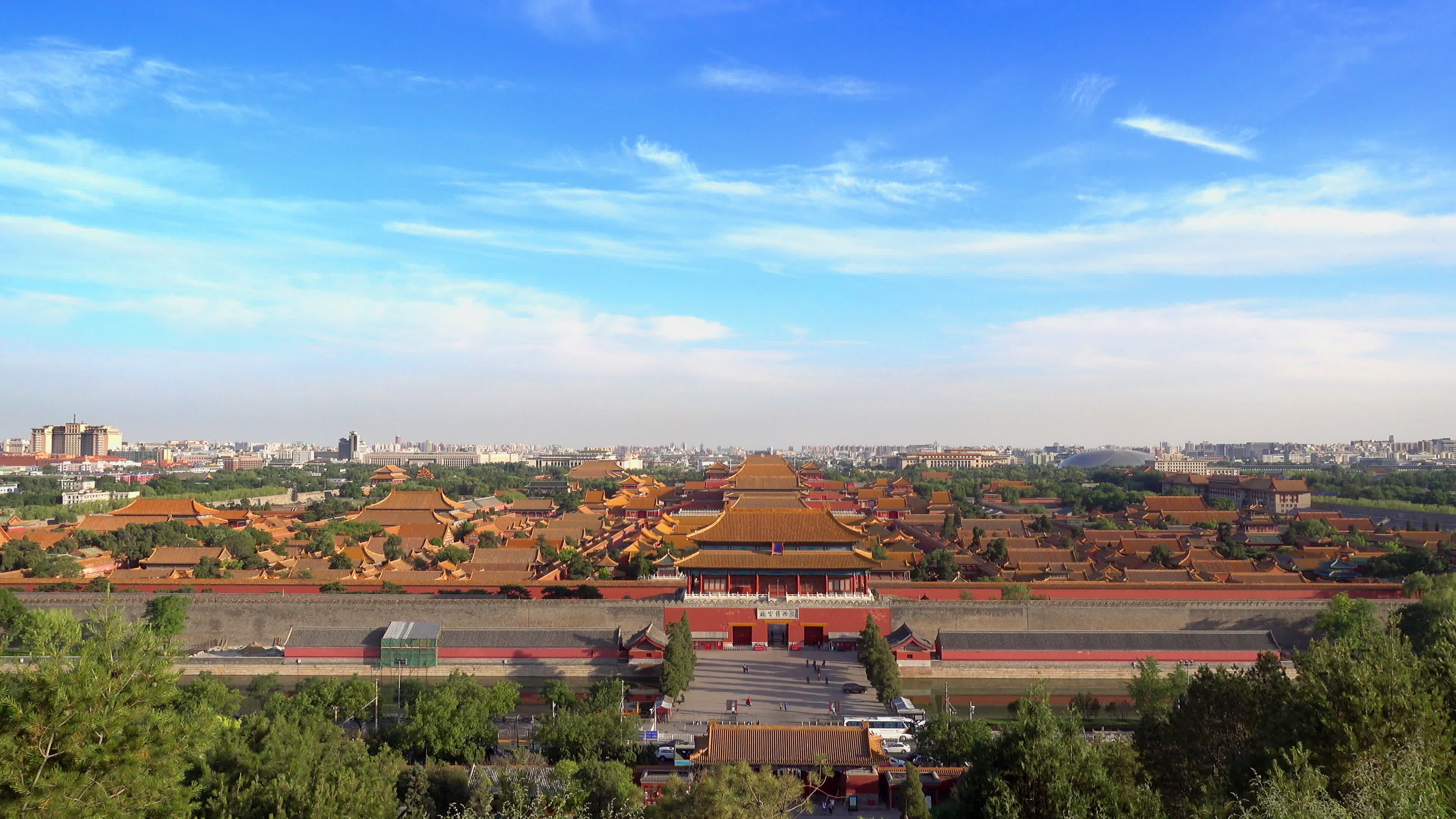 Forbidden City aerial view, Beijing, Stock video, 3840x2160 4K Desktop