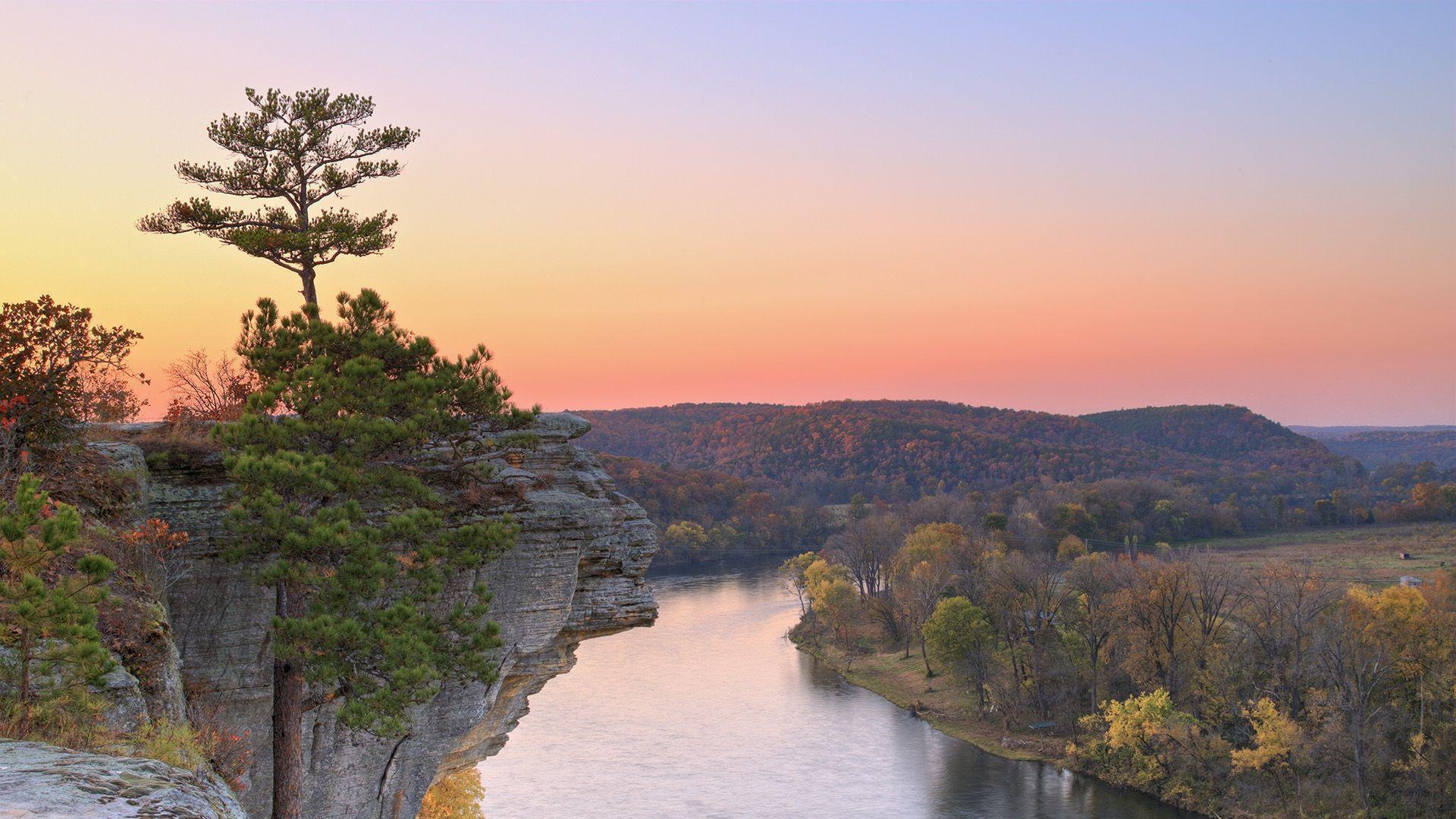 Arkansas: Contains of 75 counties and 52 state parks, Natural landscape. 1920x1080 Full HD Background.