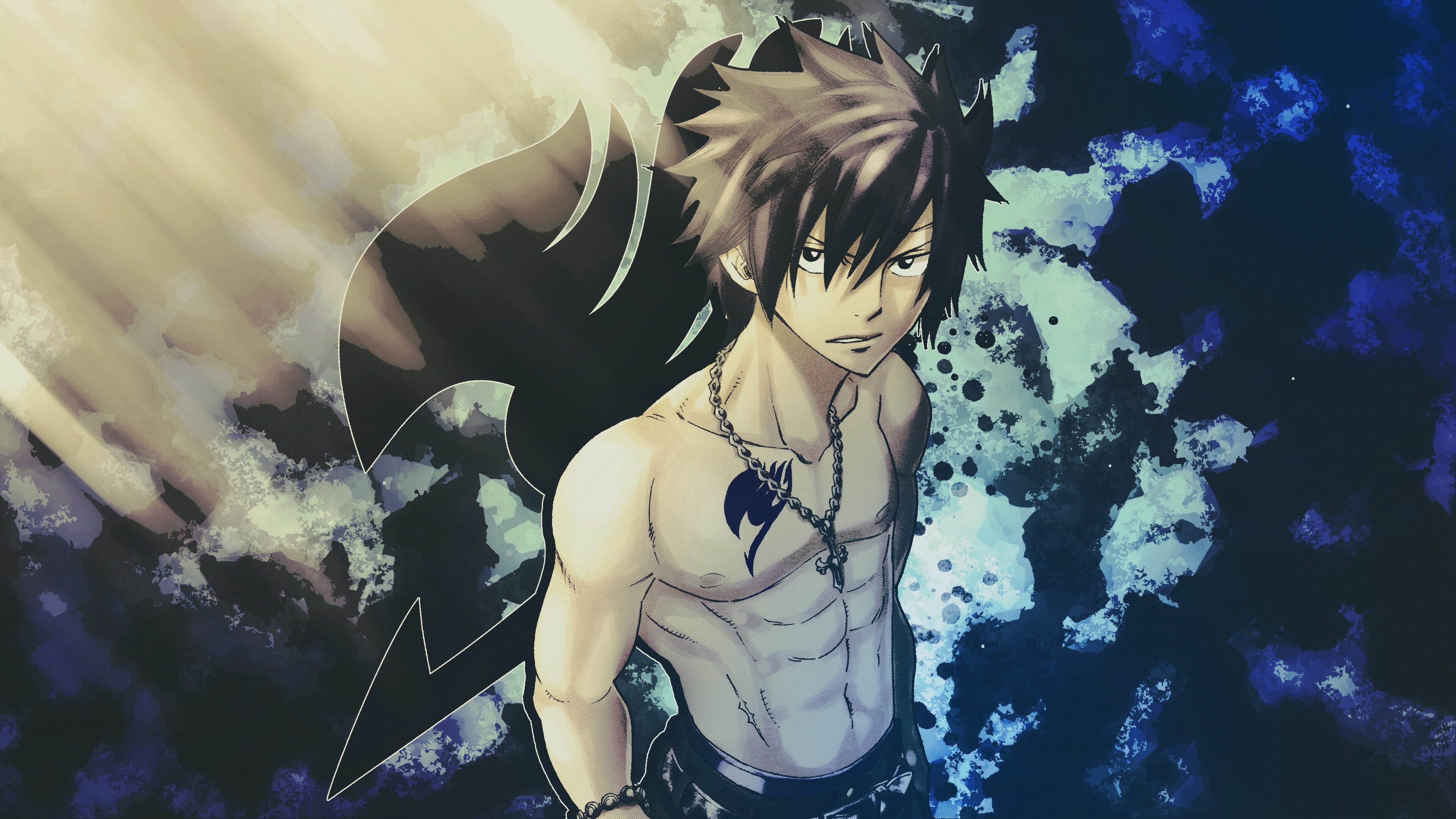Fairy Tail: Gray Fullbuster, an eighteen-year-old ice wizard who is a brother in arms with Natsu. 3840x2160 4K Wallpaper.
