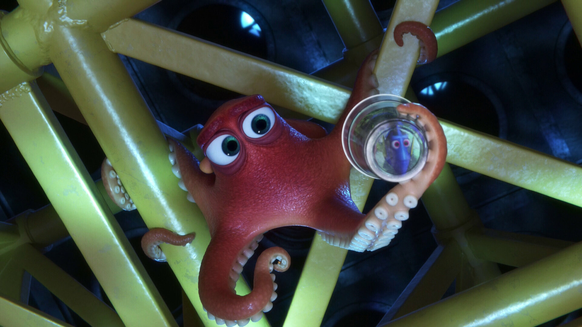 Finding Dory: Hank, A sneakily capable but guarded octopus who wants to use Dory’s plight to get himself out of having to be returned to the ocean. 1920x1080 Full HD Background.