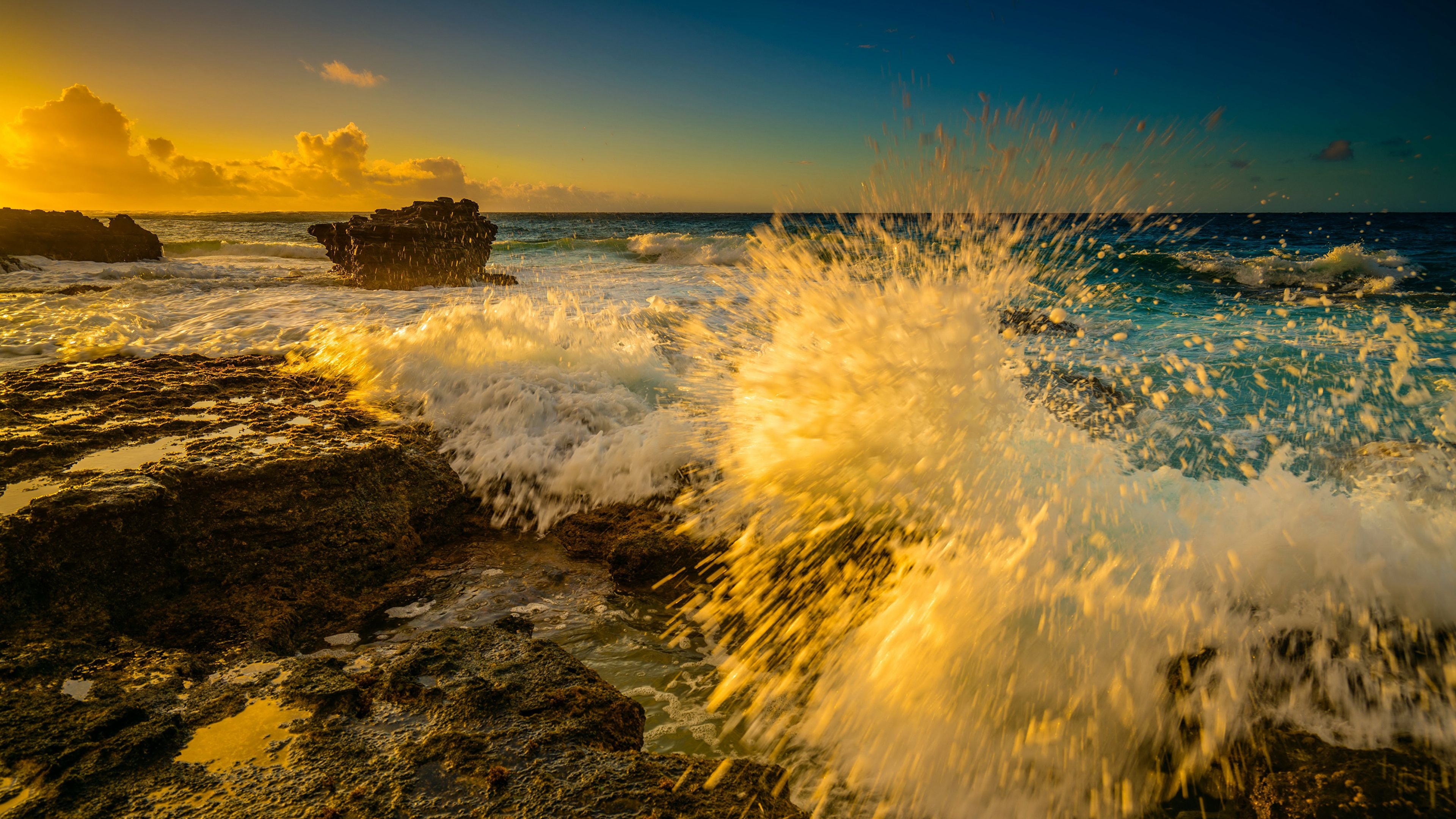 Oahu sunset, Oahu Island, Sunset scenery, Golden hour, 3840x2160 4K Desktop