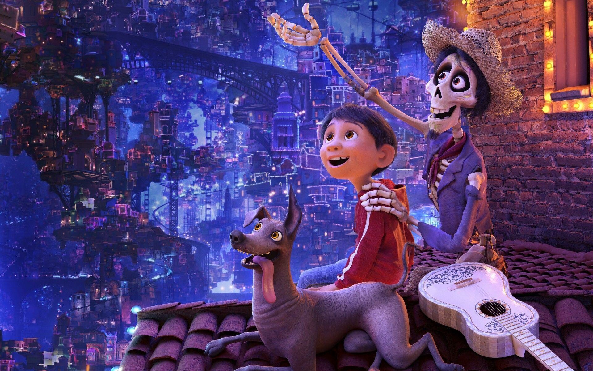 Coco (Cartoon): With his shoemaker kin banning him from becoming a musician due to ancestral indiscretions, young Miguel steals a sacred guitar from a crypt and enters the Land of the Dead to find his true legacy. 1920x1200 HD Wallpaper.