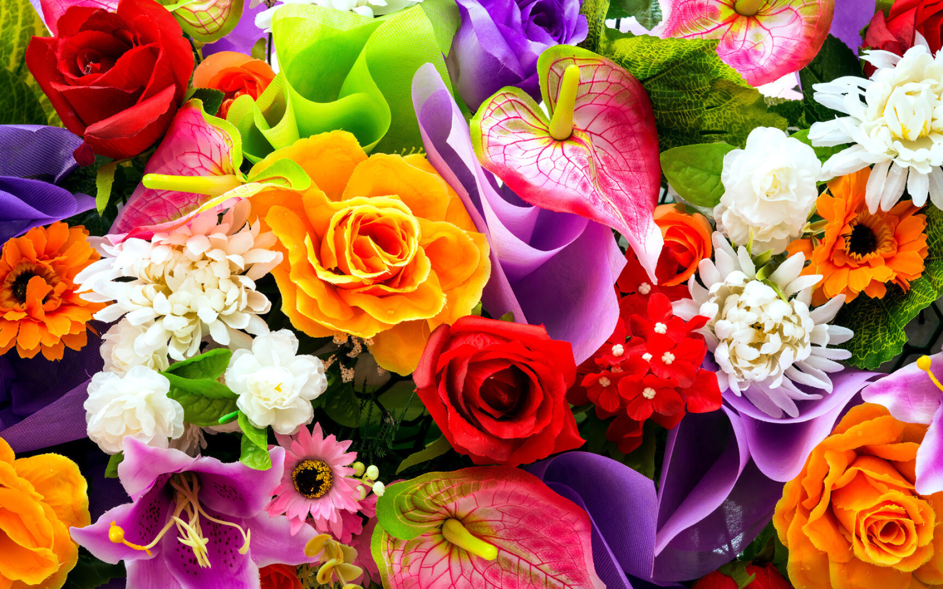 Flower Bouquet: A bunch of cut flowers, Colorful. 1920x1200 HD Background.