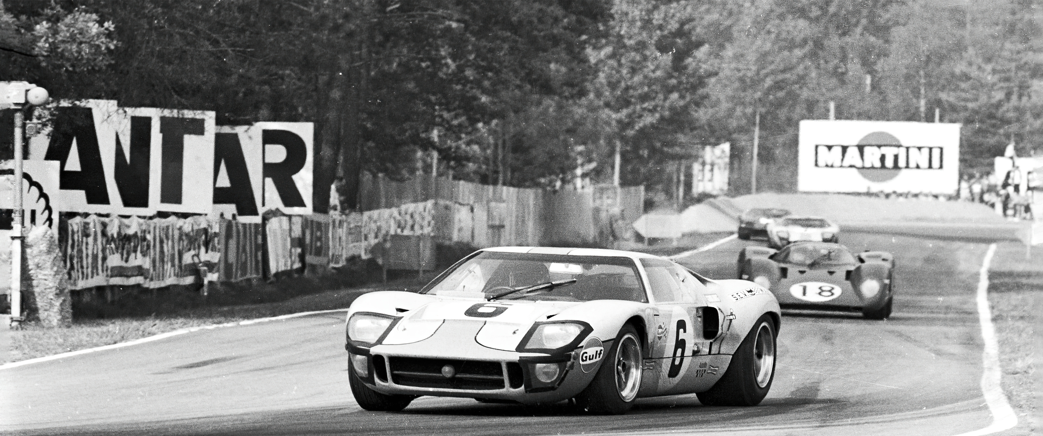 1969 24 Hours of Le Mans, Ford GT40 domination, Historic race moments, Motorsport glory, 3440x1440 Dual Screen Desktop