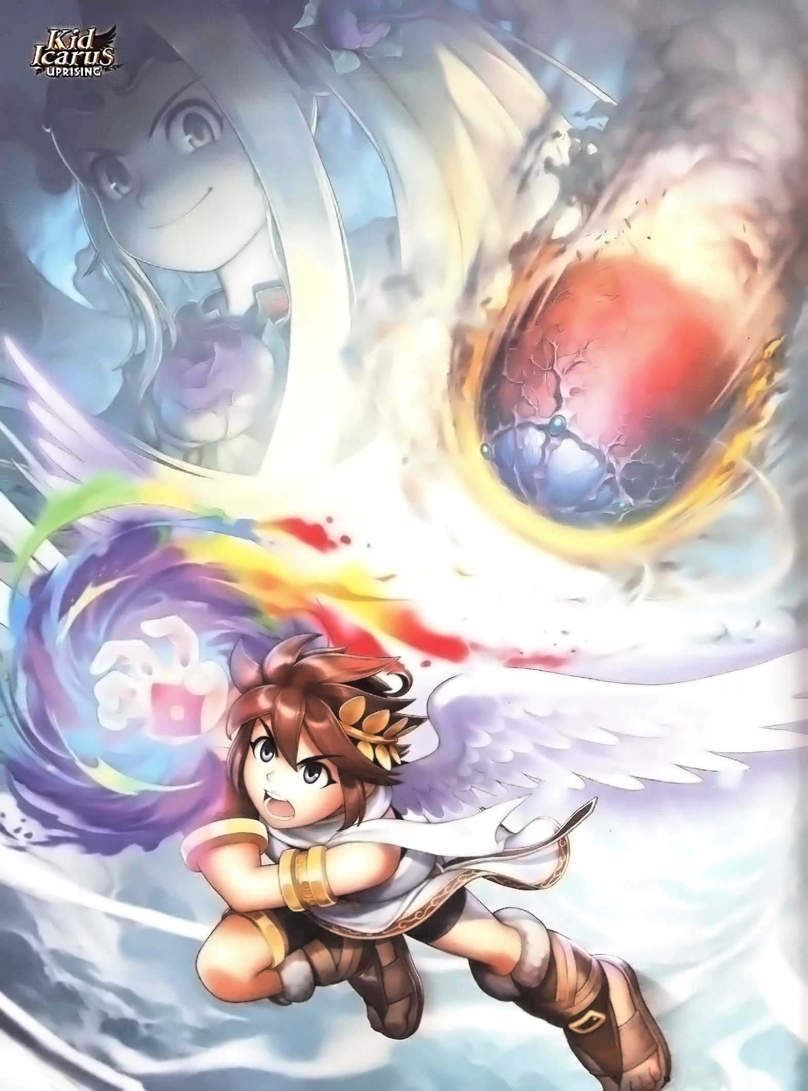 Kid Icarus Uprising, Aerial combat, Divine weaponry, Intense action, 1580x2130 HD Handy