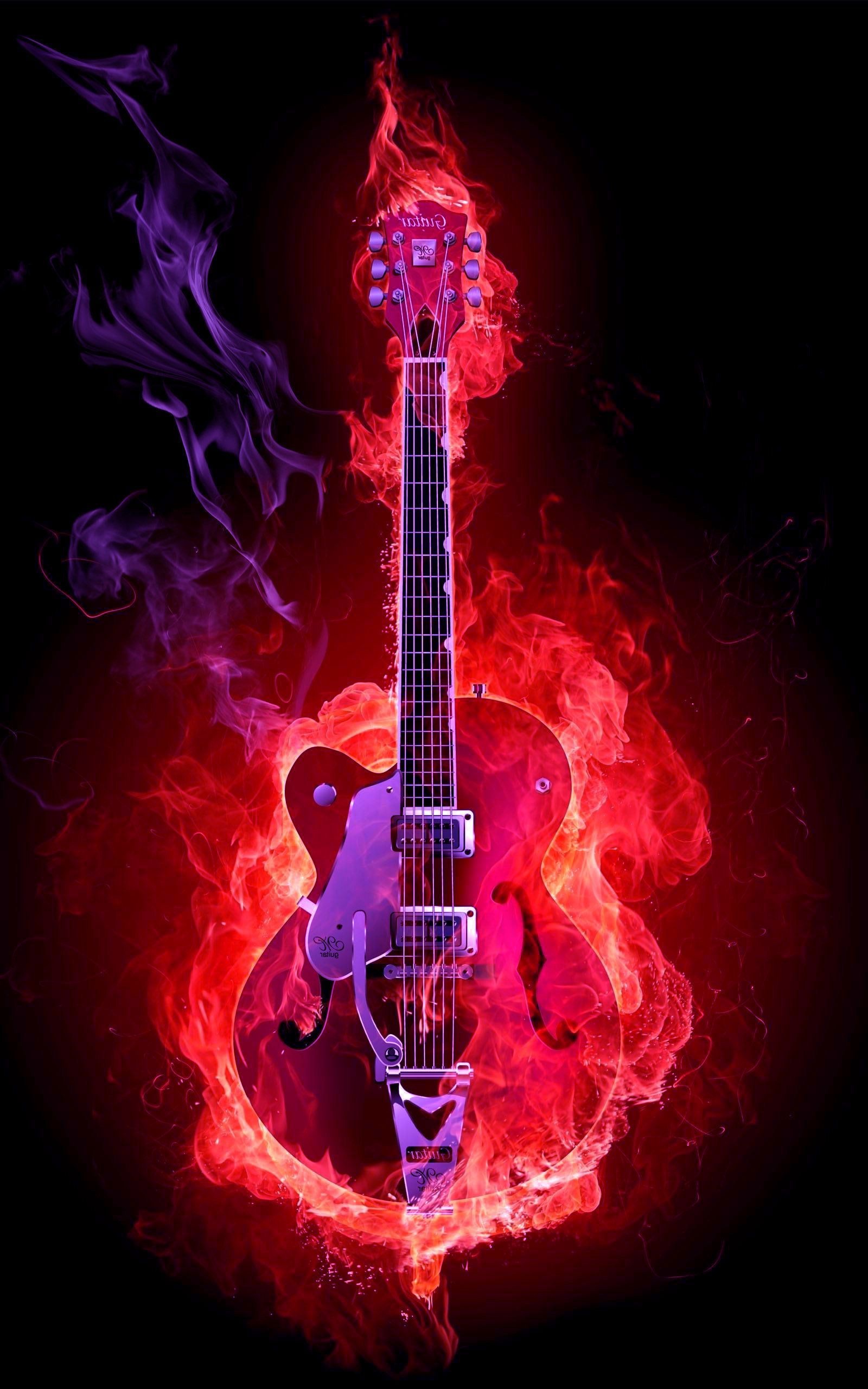Guitar on Fire, Burning guitar wallpapers, collection, Fiery passion, 1600x2560 HD Phone