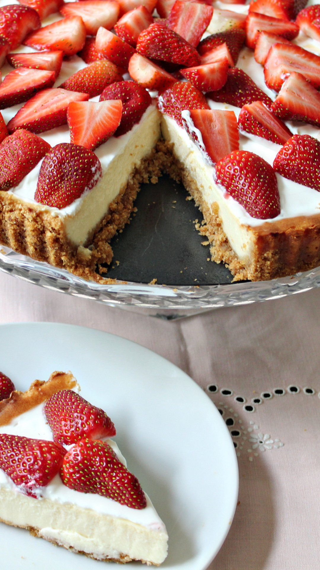Cheesecake: Usually baked in a graham cracker crust. 1080x1920 Full HD Wallpaper.