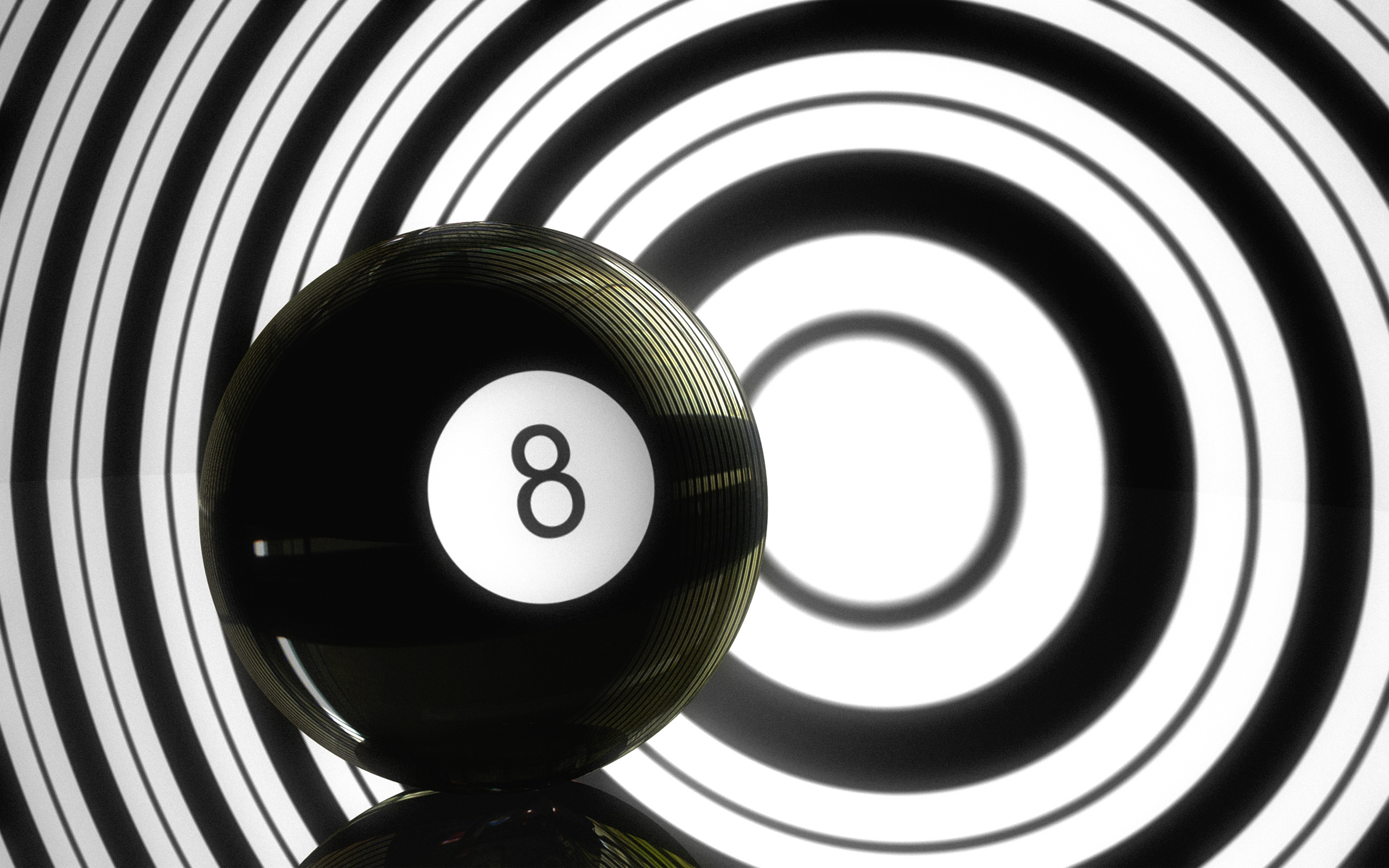 Billiards: The solid black object ball, The symbol of the eight-ball pool game, Cue sports. 2560x1600 HD Wallpaper.