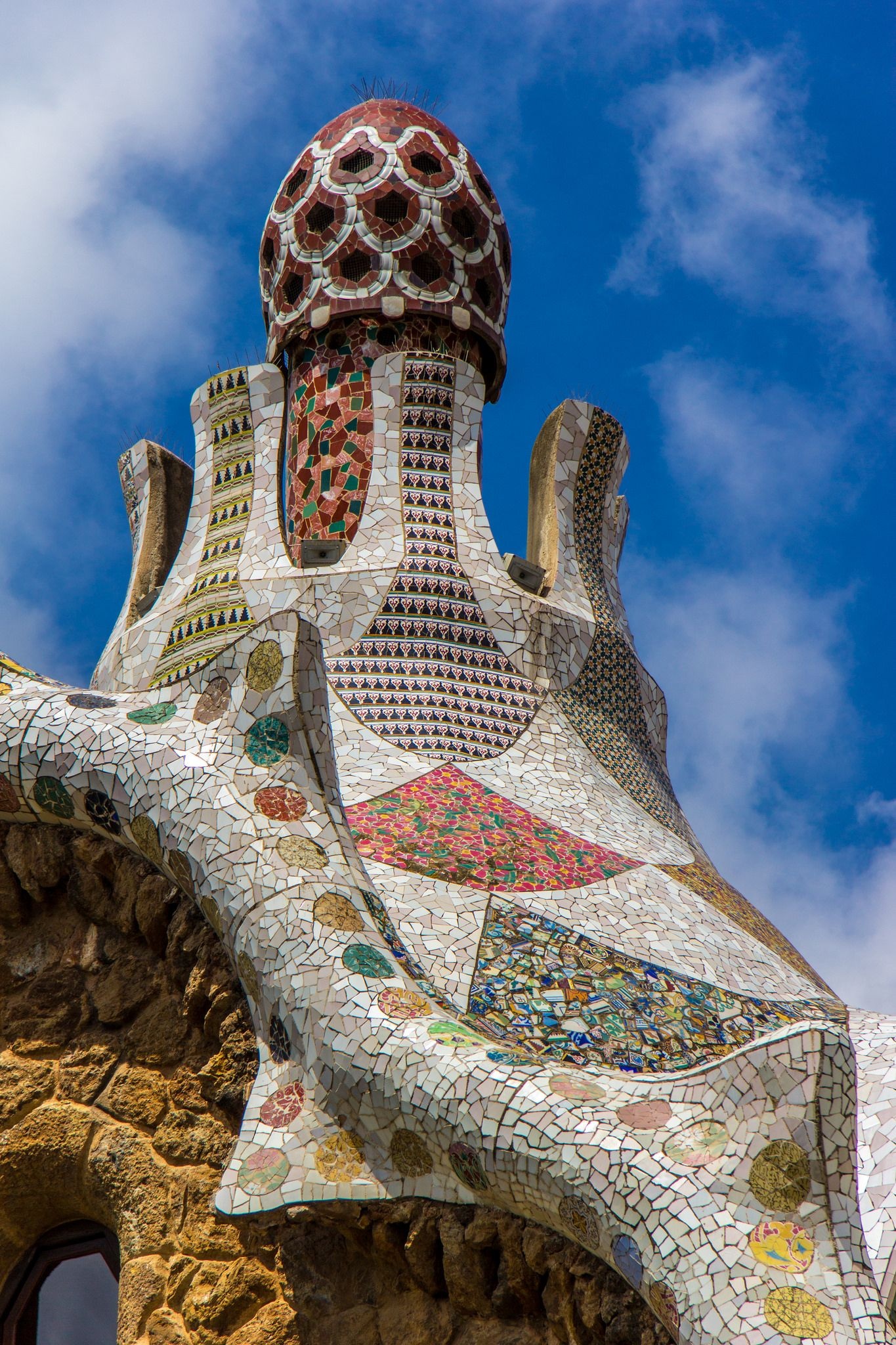 Parc Guell, Gaudi's architecture, Artist's grand entrance, Barcelona's gem, 1370x2050 HD Phone