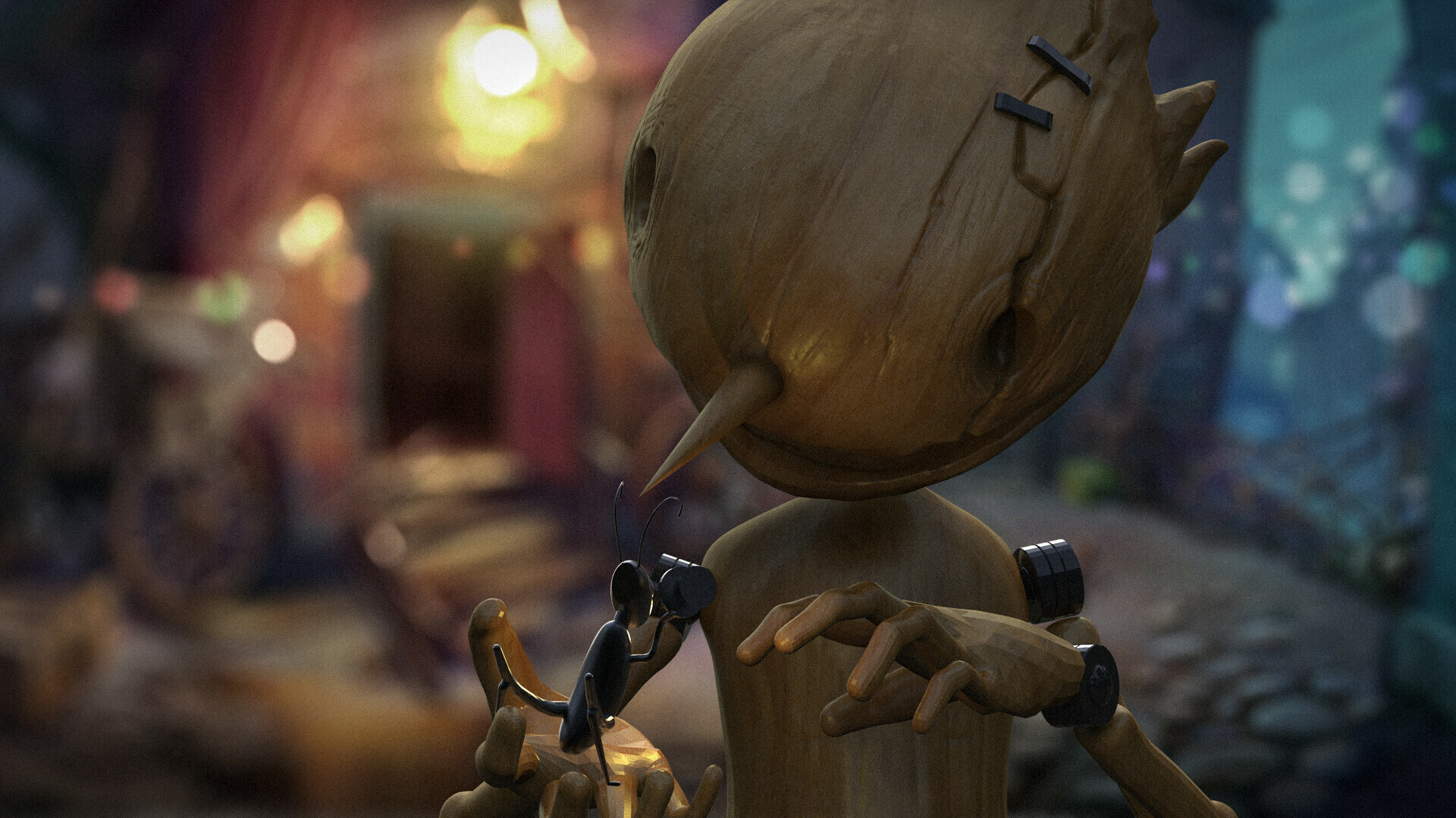 Pinocchio (Netflix): Nomination for Best Animated Feature at the 95th Academy Awards, Del Toro. 1920x1080 Full HD Background.