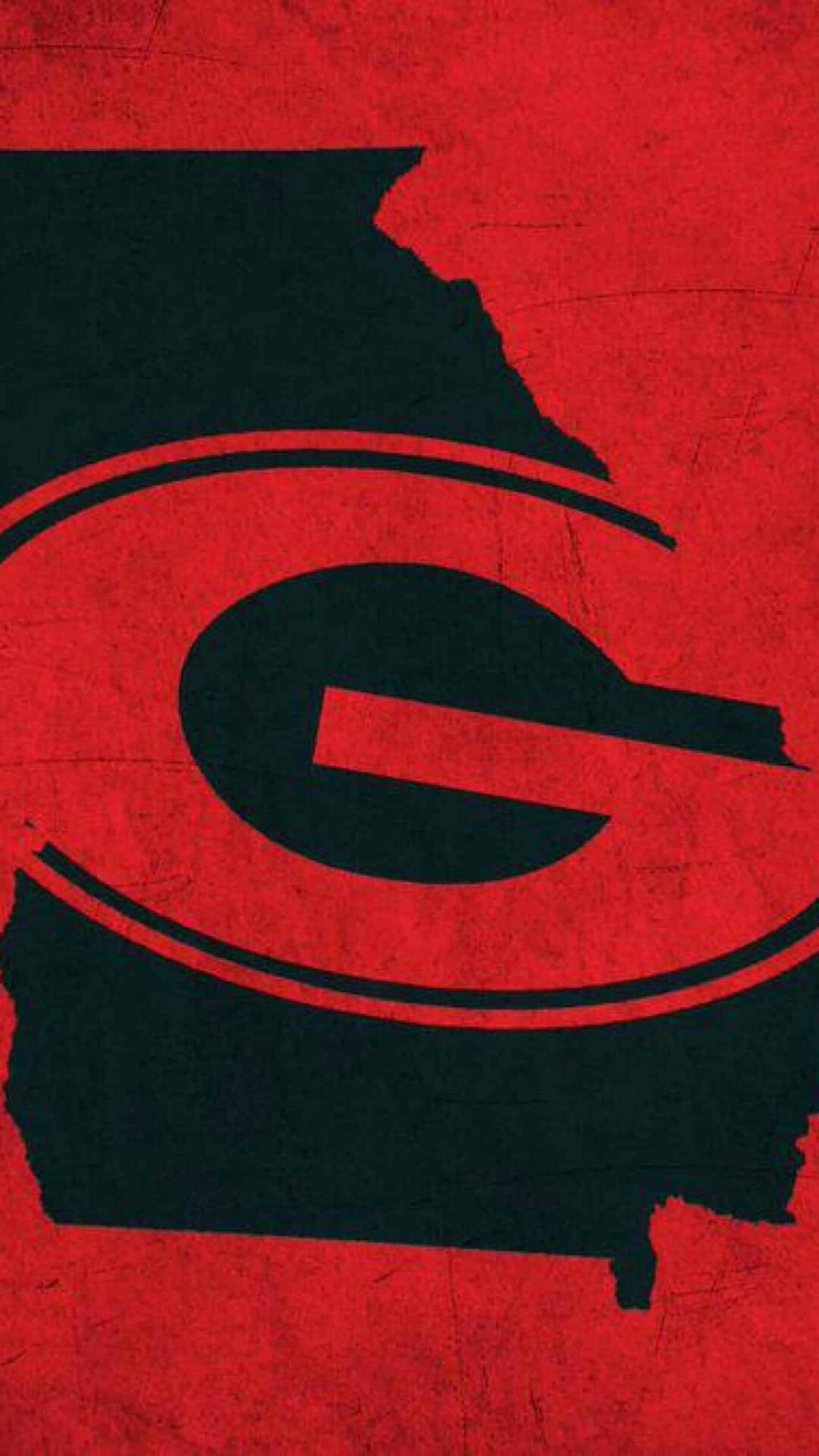 Georgia Bulldogs: Black, Red, Minimalistic symbol, American college football team. 1080x1920 Full HD Background.