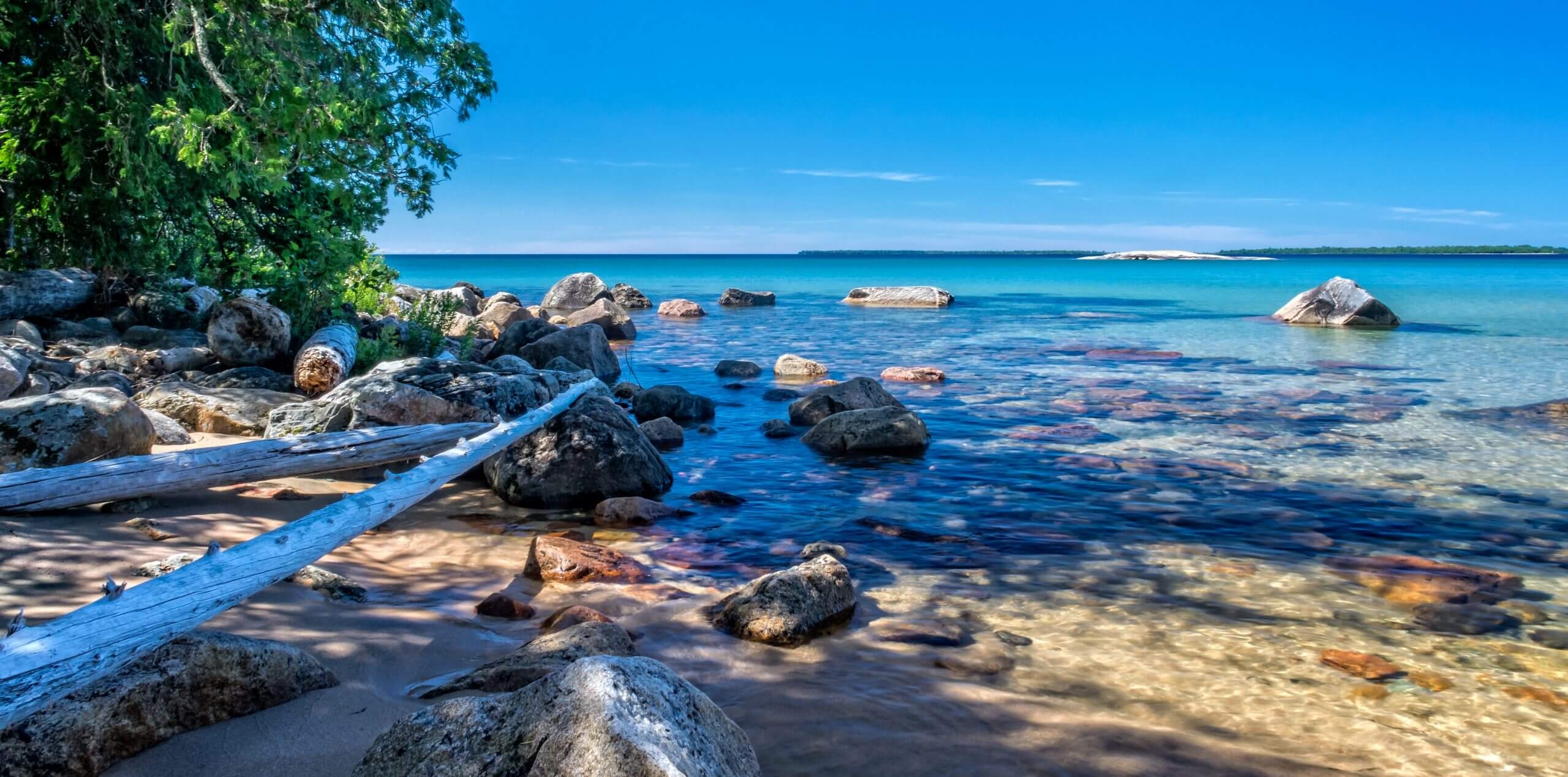 Lake Superior, Katherine cove, Circle tour, 2560x1270 Dual Screen Desktop