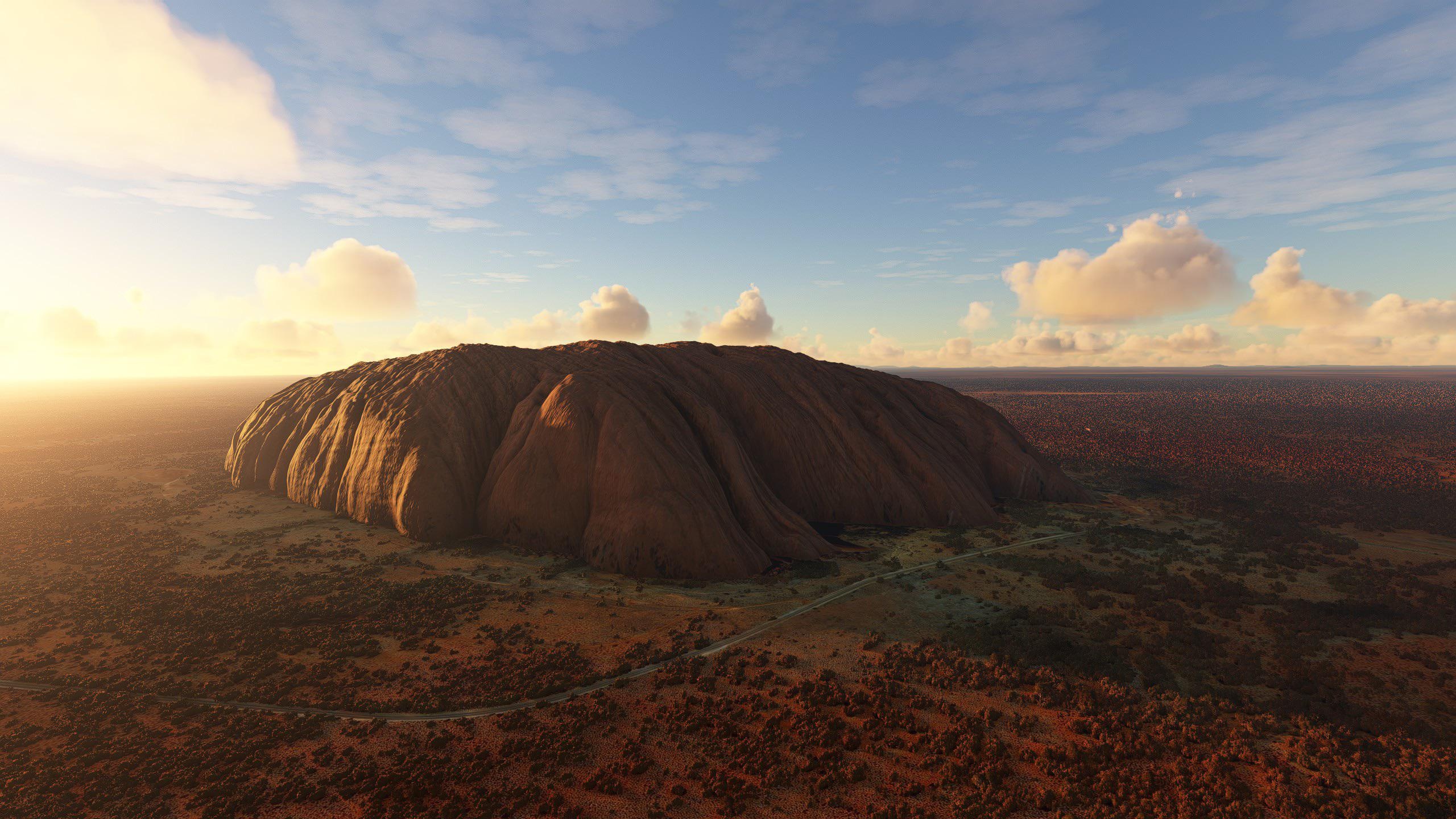 Uluru in flight simulator, Awesome gaming experience, Ayers Rock's majesty, 2560x1440 HD Desktop