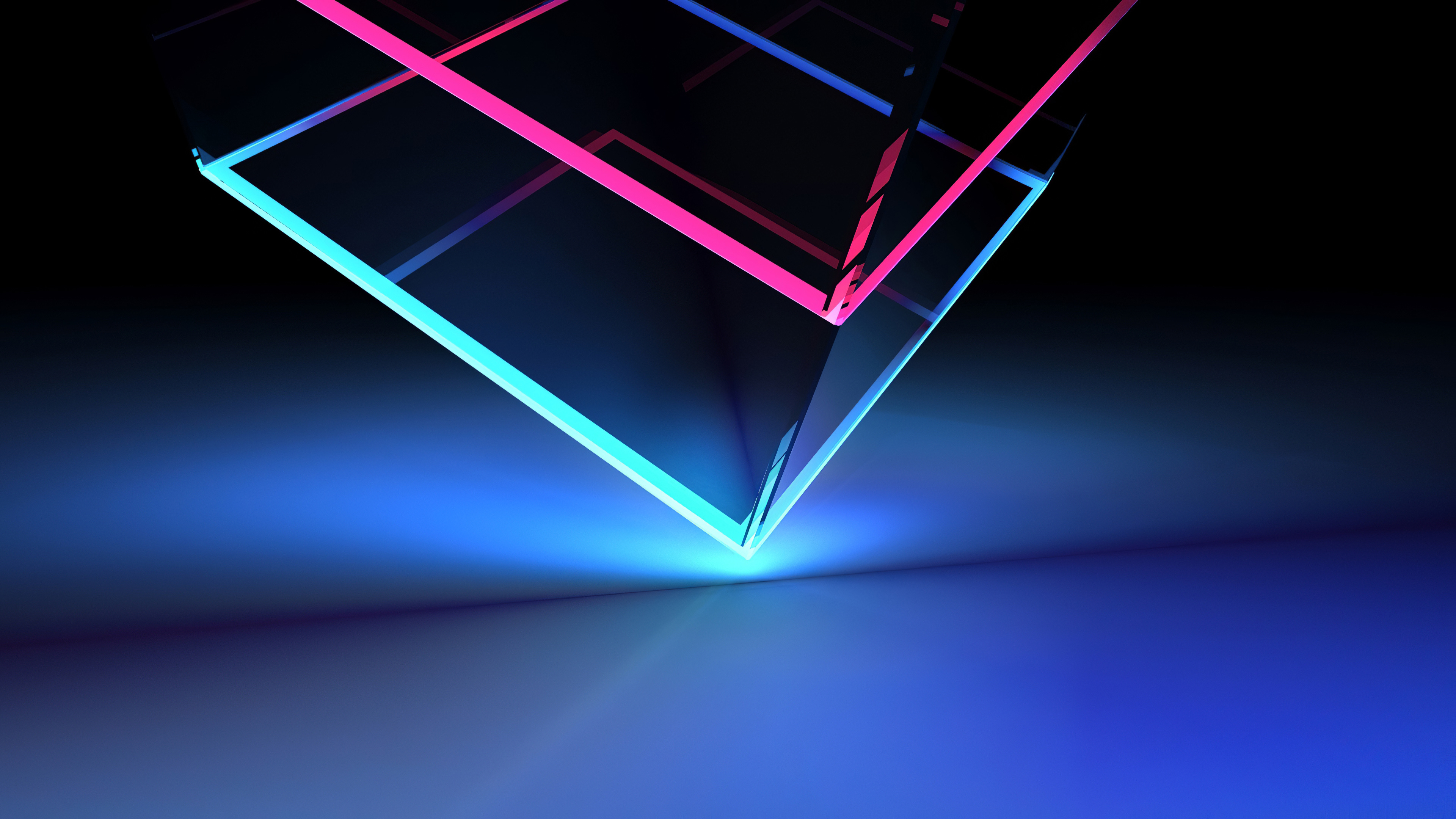 Neon Cube, Abstract Shapes, 4K HD Wallpaper, Colorful Backgrounds, 3840x2160 4K Desktop